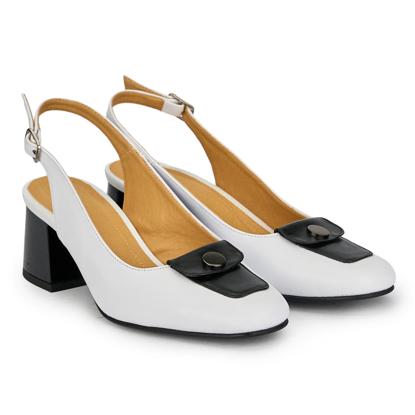 Pantofi dama din piele naturala alba cu toc gros 5.5 cm 19833 - Image 4