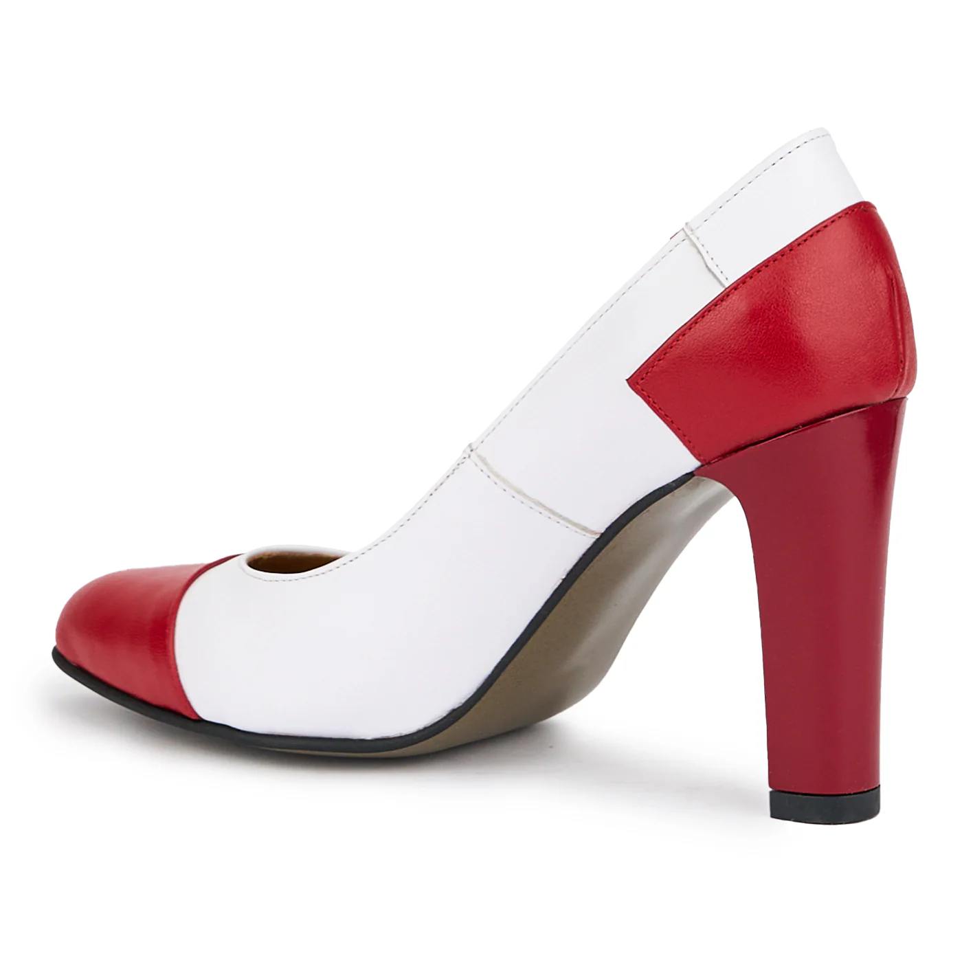 Pantofi dama din piele naturala alba cu toc gros 9.5 cm 15211 - Image 2
