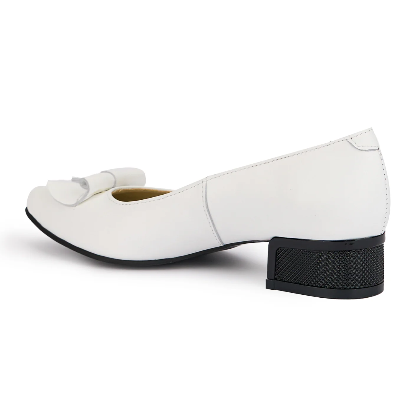 Pantofi dama din piele naturala alba cu toc mic 3.5 cm 16855 - Image 2