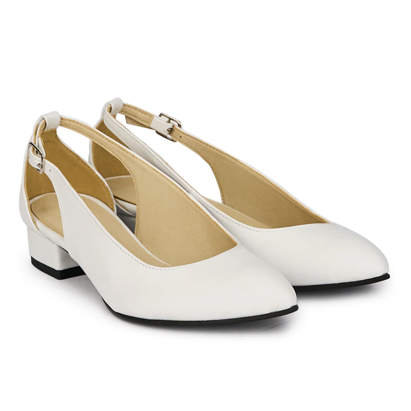 Pantofi dama din piele naturala alba cu toc mic 3 cm 18283 - Image 4