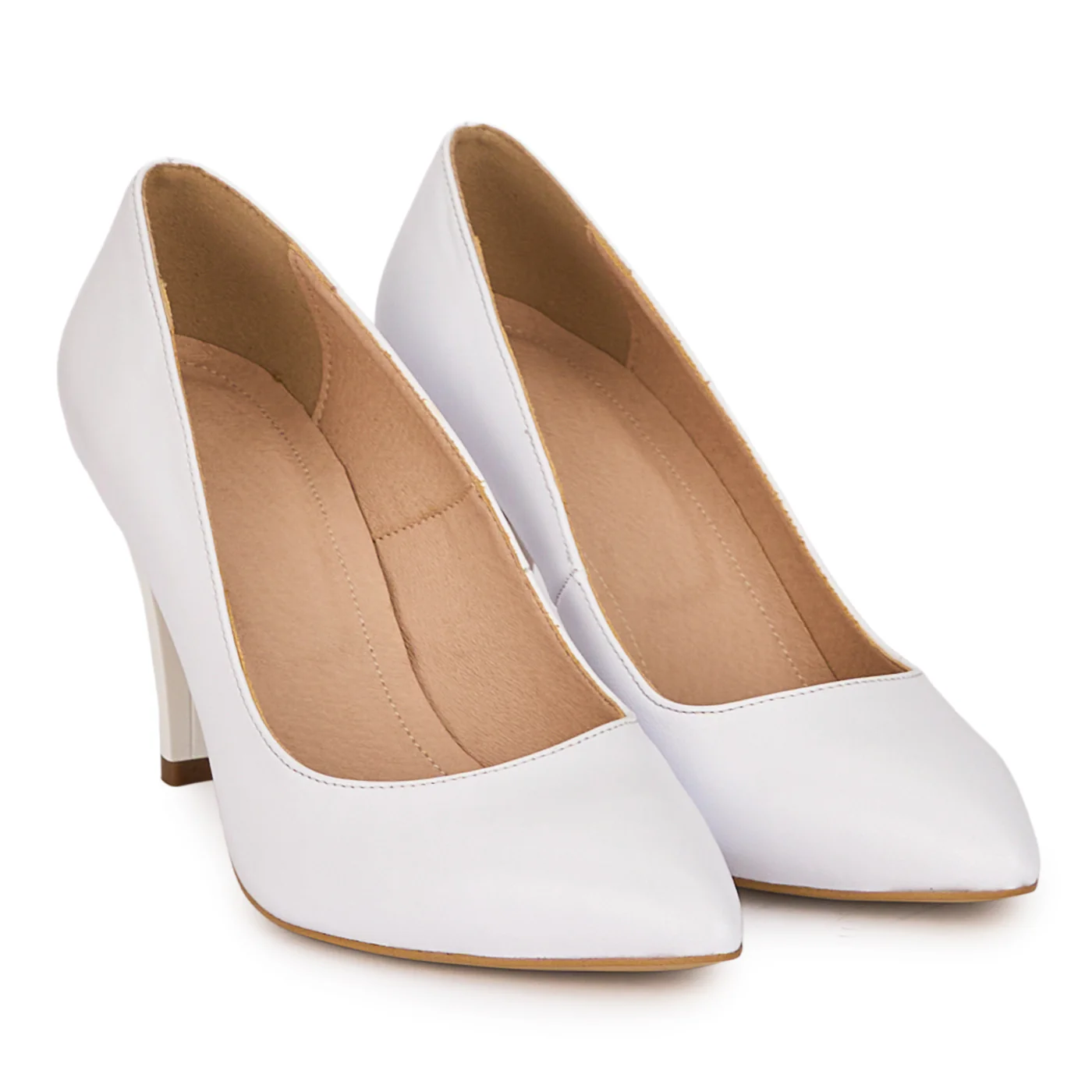 Pantofi dama din piele naturala alba cu toc subtire 8.5 18616 - Image 4