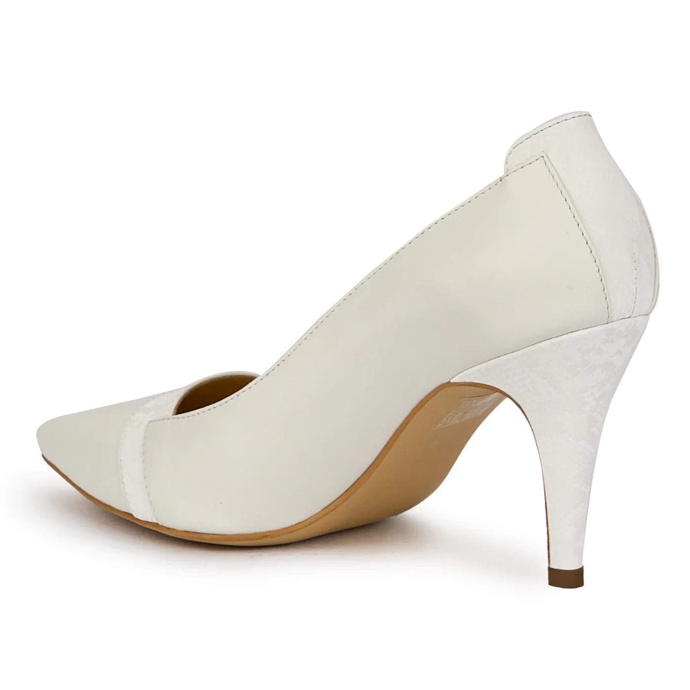 Pantofi dama din piele naturala alba cu toc subtire 8.5 cm 15554 - Image 2