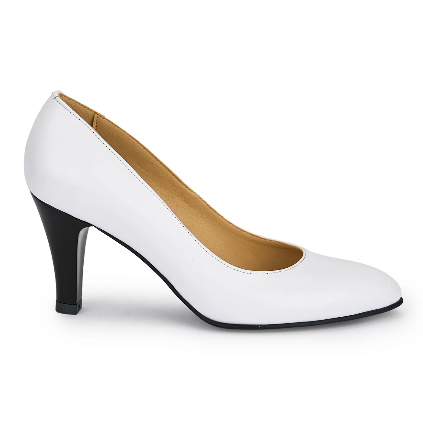 Pantofi dama din piele naturala alba cu toc subtire 8 cm 19180
