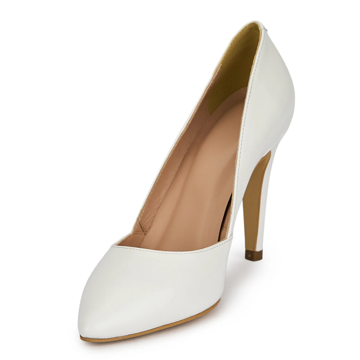 Pantofi damă din piele naturală alba cu toc subtire 9.5 cm 19633 - Image 3