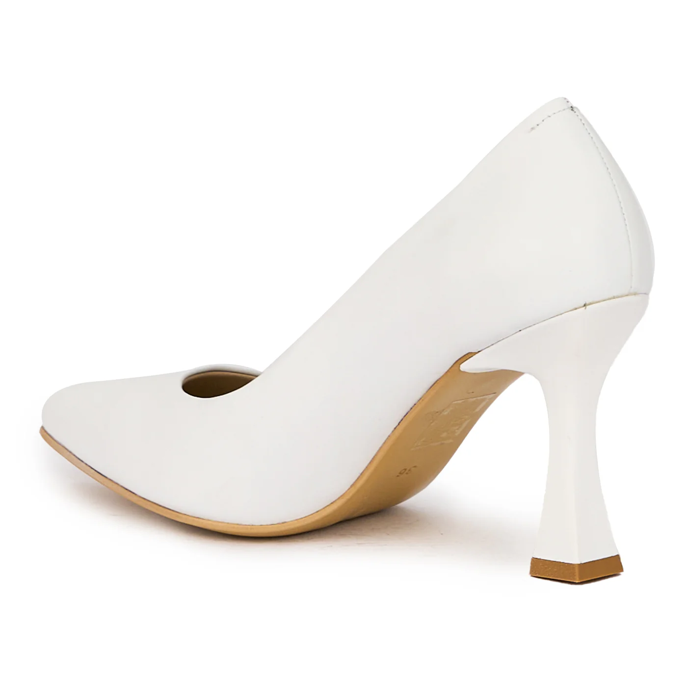 Pantofi dama din piele naturala alba cu toc subtire 9 cm 15917 - Image 2