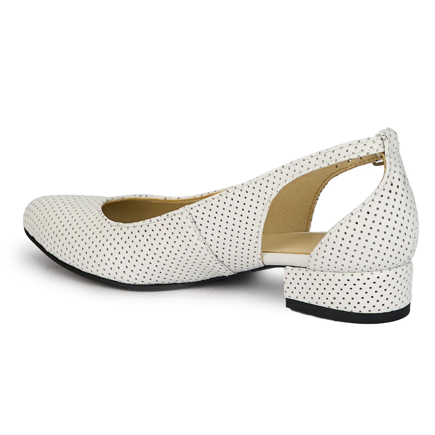 Pantofi dama din piele naturala alba decupati lateral cu toc mic 3 cm 18166 - Image 2