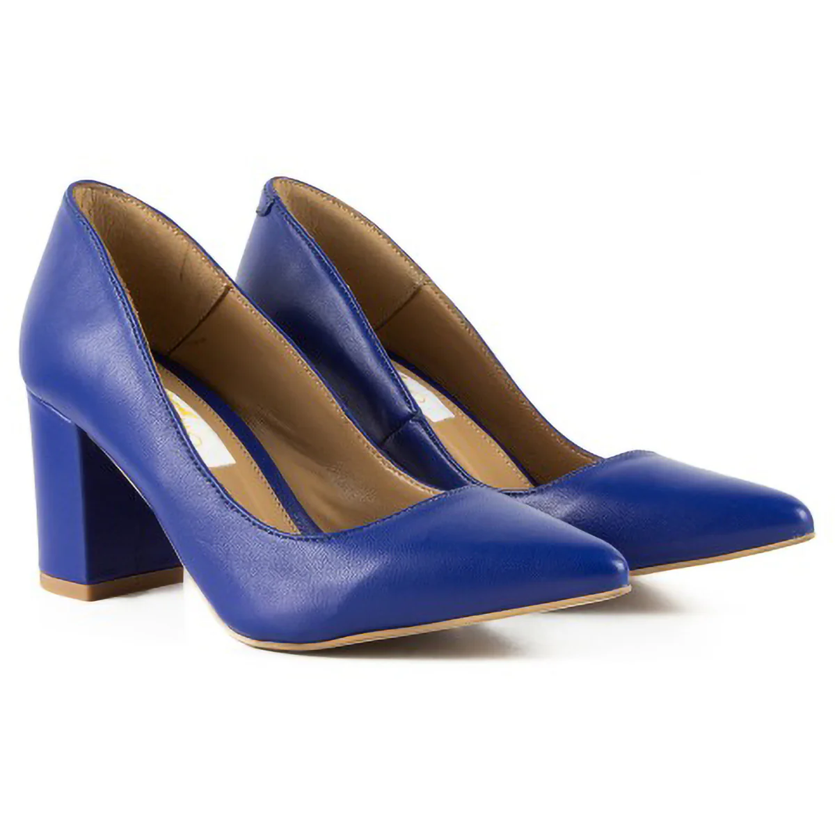Pantofi dama din piele naturala albastra cu toc gros 6 cm 15744 - Image 2