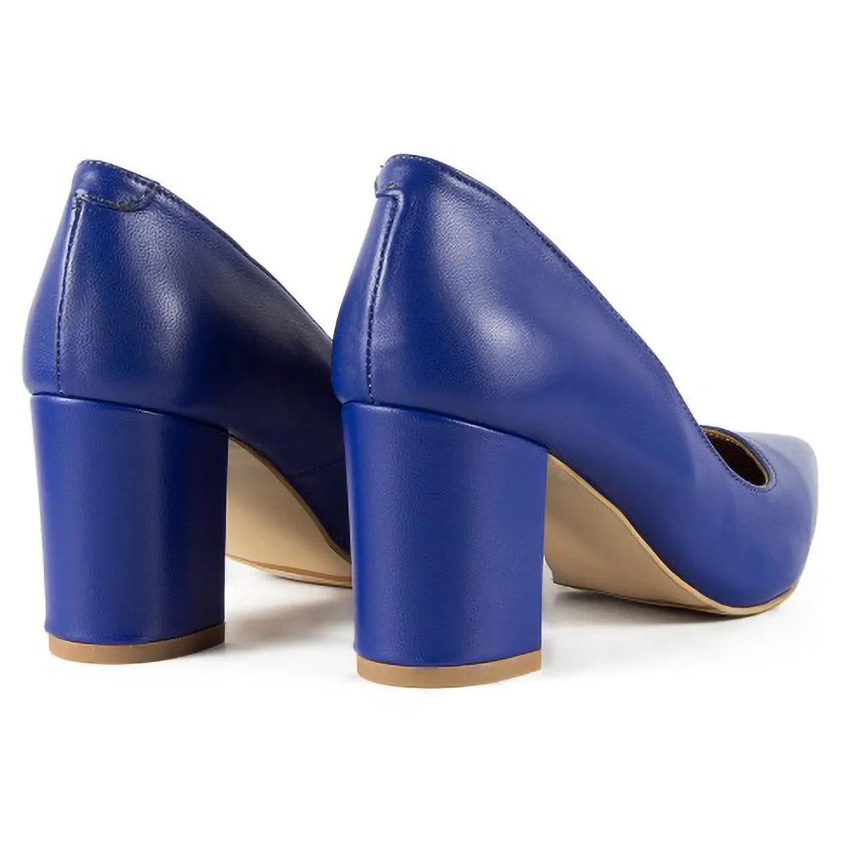 Pantofi dama din piele naturala albastra cu toc gros 6 cm 15744 - Image 3