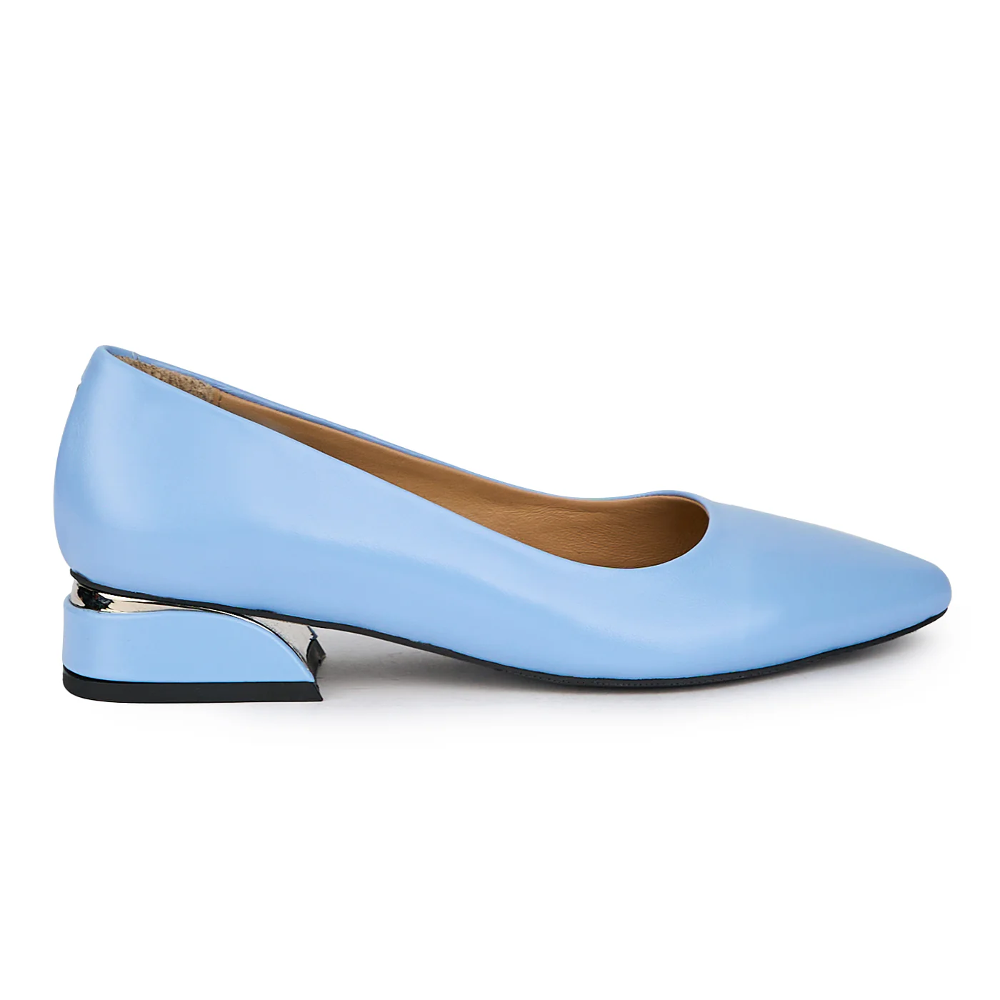 Pantofi dama din piele naturala albastra cu toc mic 3 cm 15665