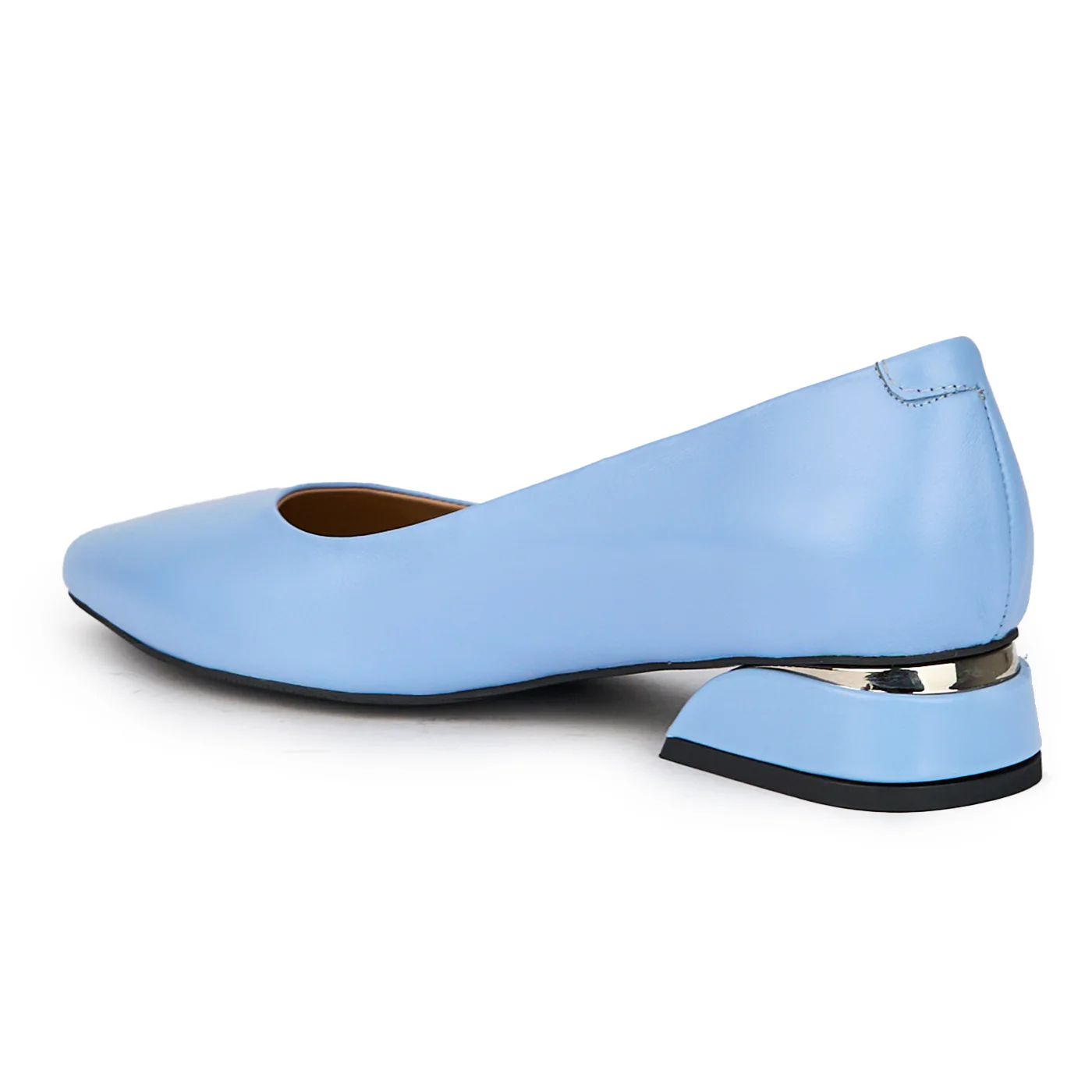 Pantofi dama din piele naturala albastra cu toc mic 3 cm 15665 - Image 2