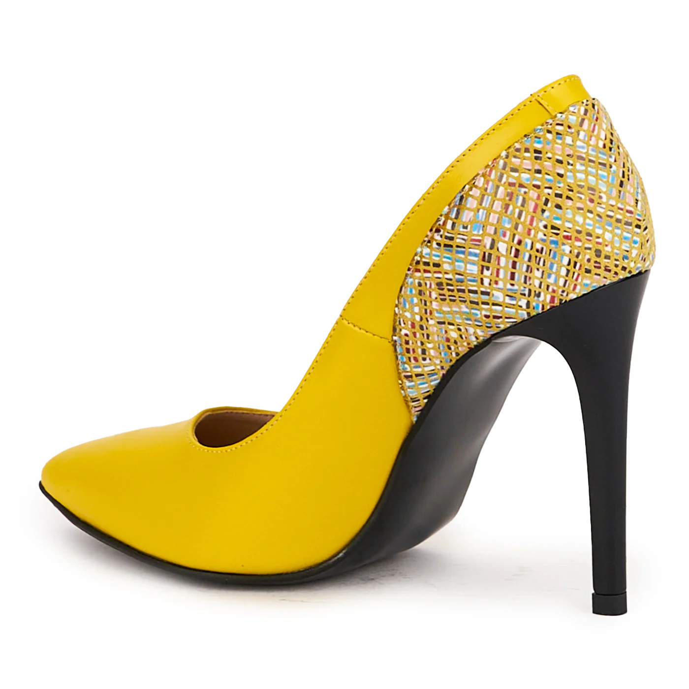 Pantofi dama din piele naturala galbena cu toc subtire 10.5 cm 16723 - Image 2