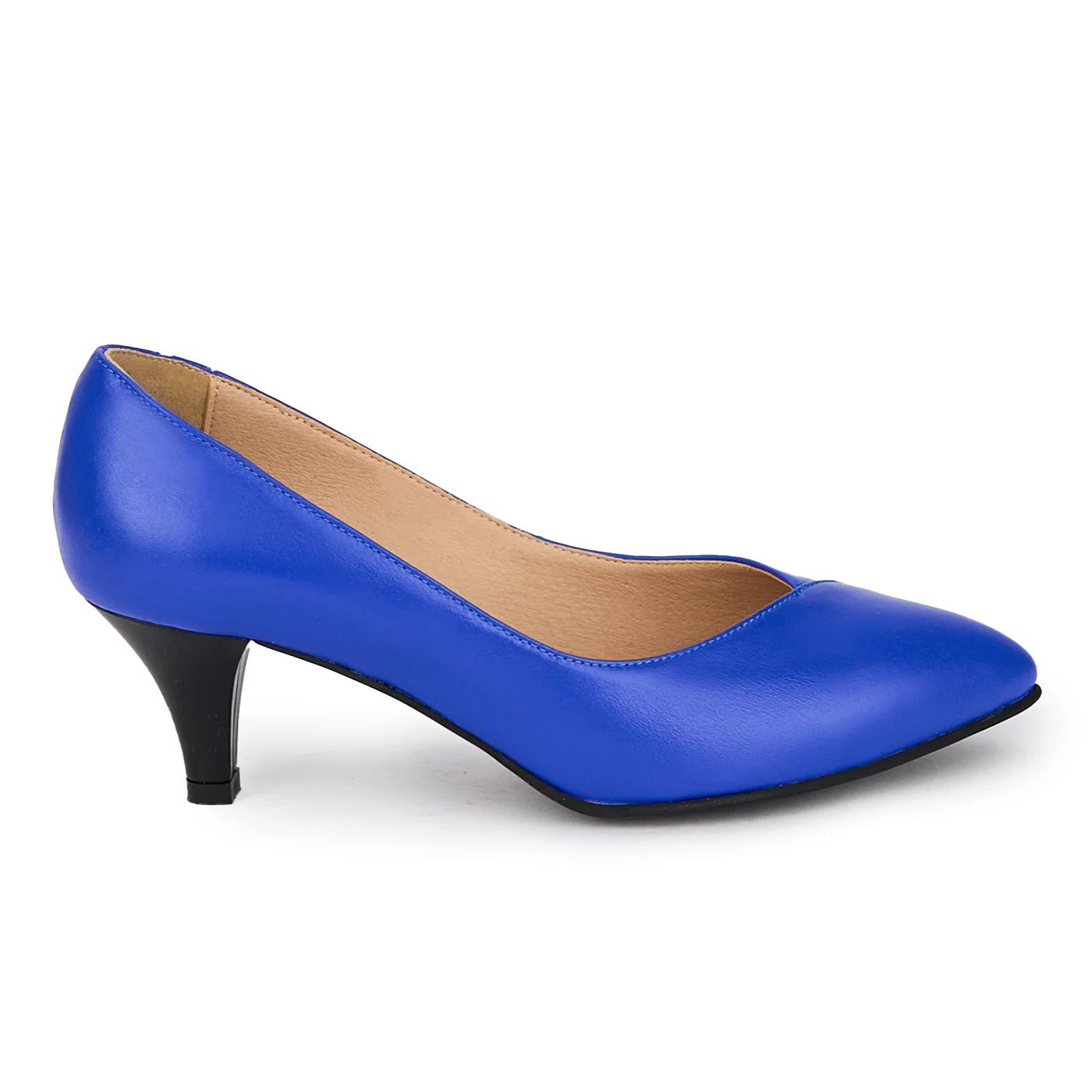 Pantofi dama din piele naturala albastra cu toc subtire 6 cm 18048