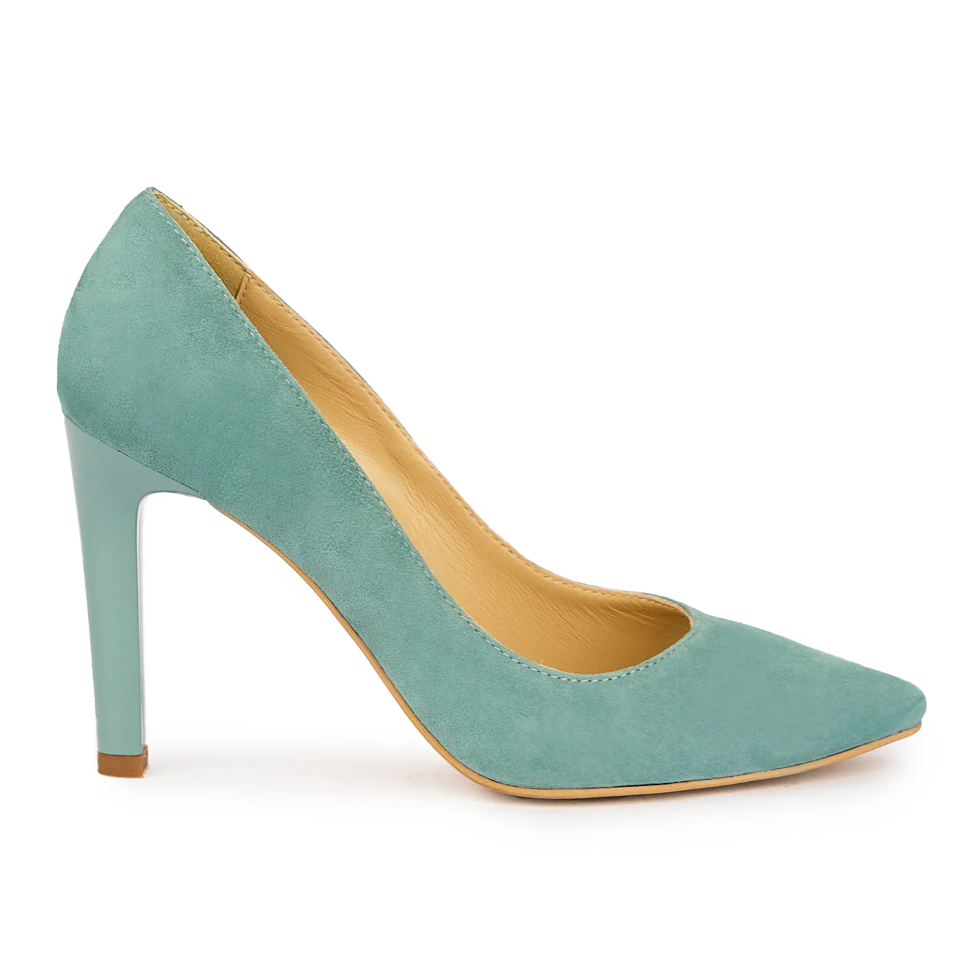 Pantofi dama din piele naturala albastra cu toc subtire 9.5 cm 15364