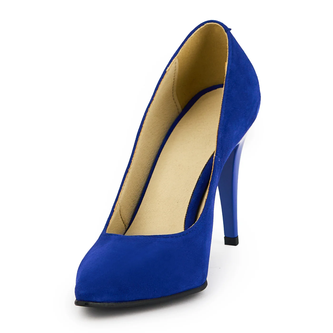 Pantofi dama din piele naturala albastru cu toc subtire 10 cm 14870 - Image 3