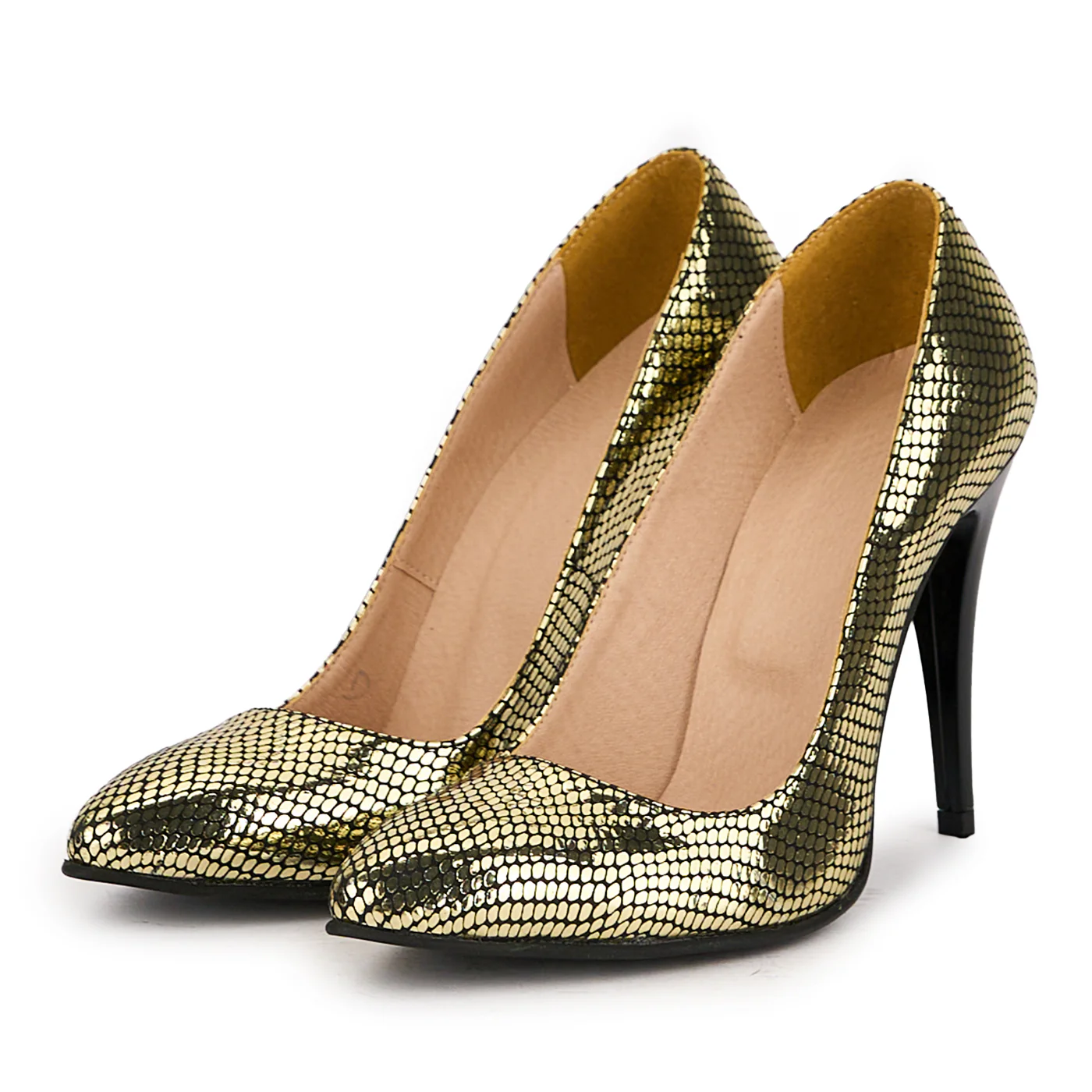 Pantofi dama din piele naturala argintie cu toc subtire 10.5 cm 16725 - Image 3