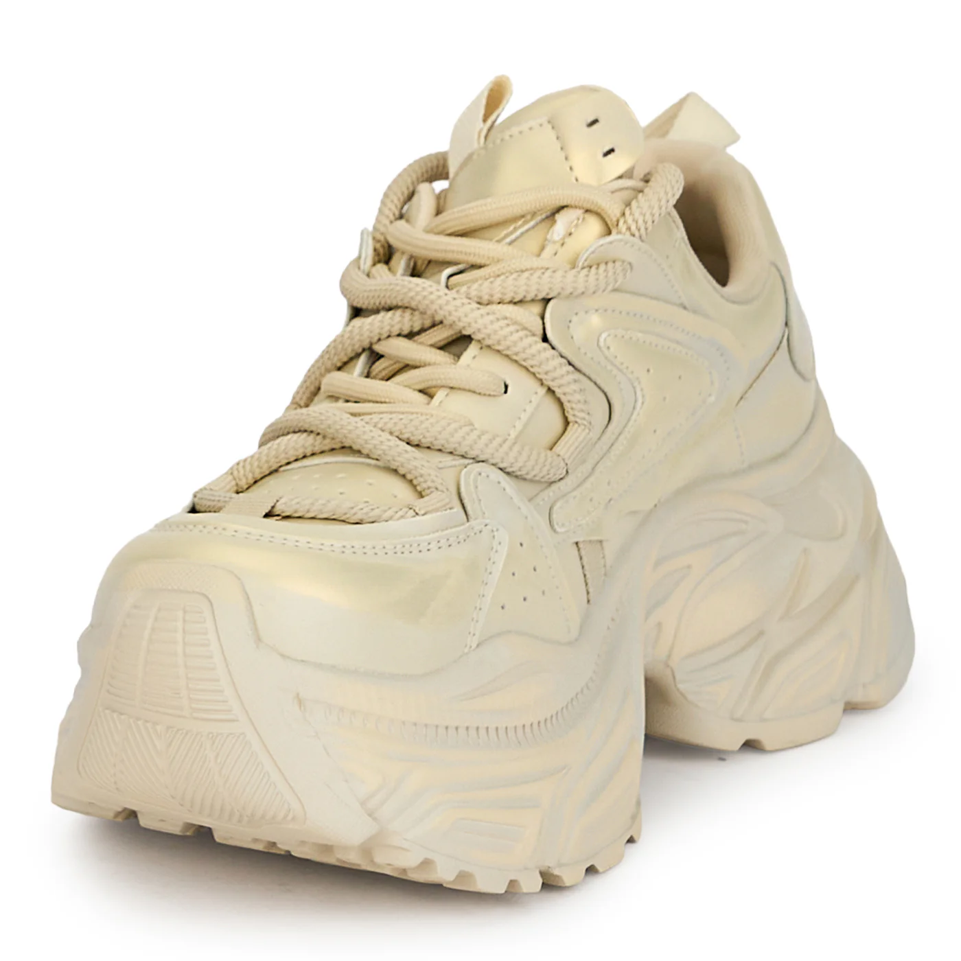 Pantofi dama din piele naturala aurie cu talpa inalta 6 cm 19236 - Image 3