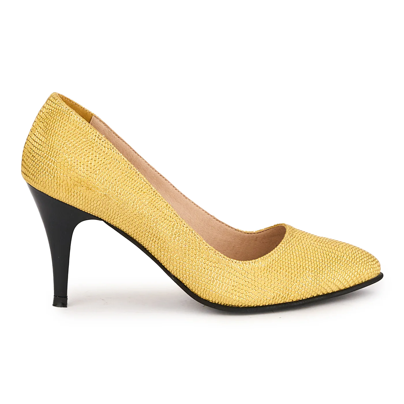 Pantofi dama din piele naturala aurie cu toc subtire 8.5 cm 16660