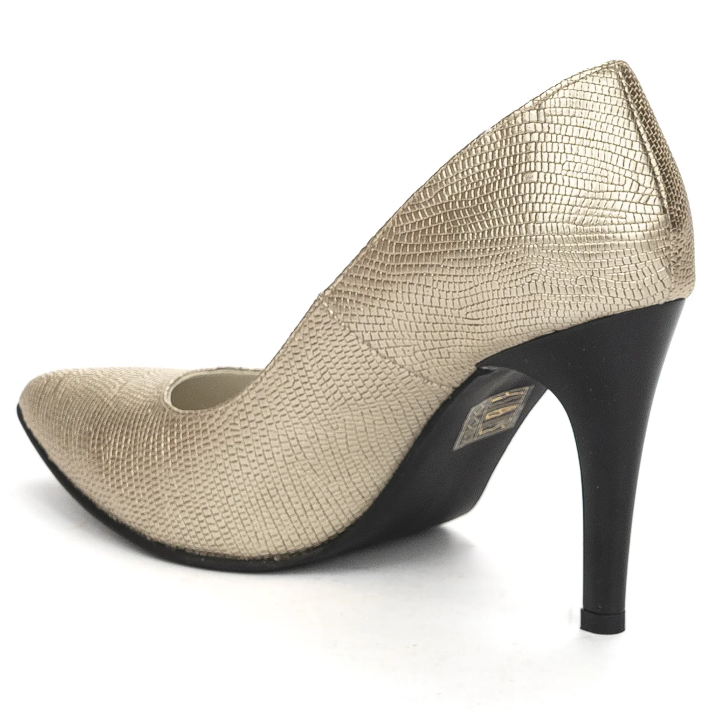 Pantofi dama din piele naturala auriu cu toc subtire 9 cm 13839 - Image 2
