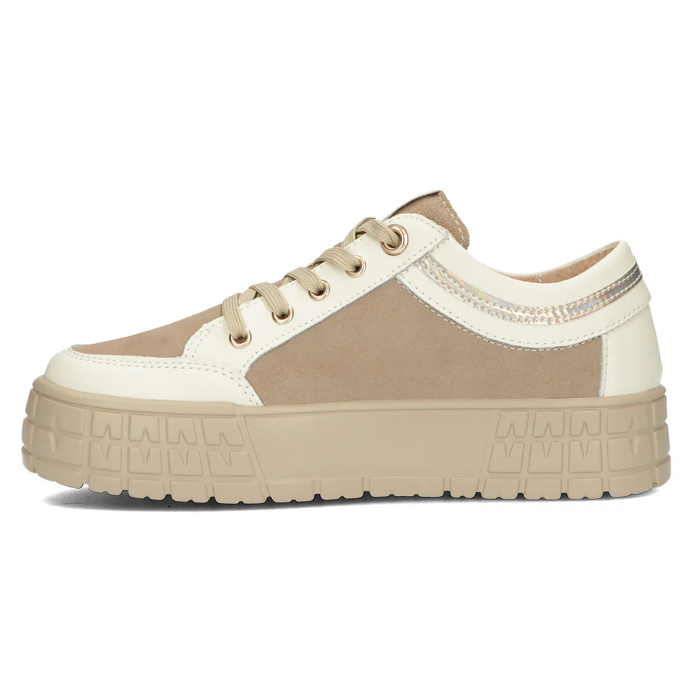 Pantofi sport dama din piele naturala bej 13012 - Image 3