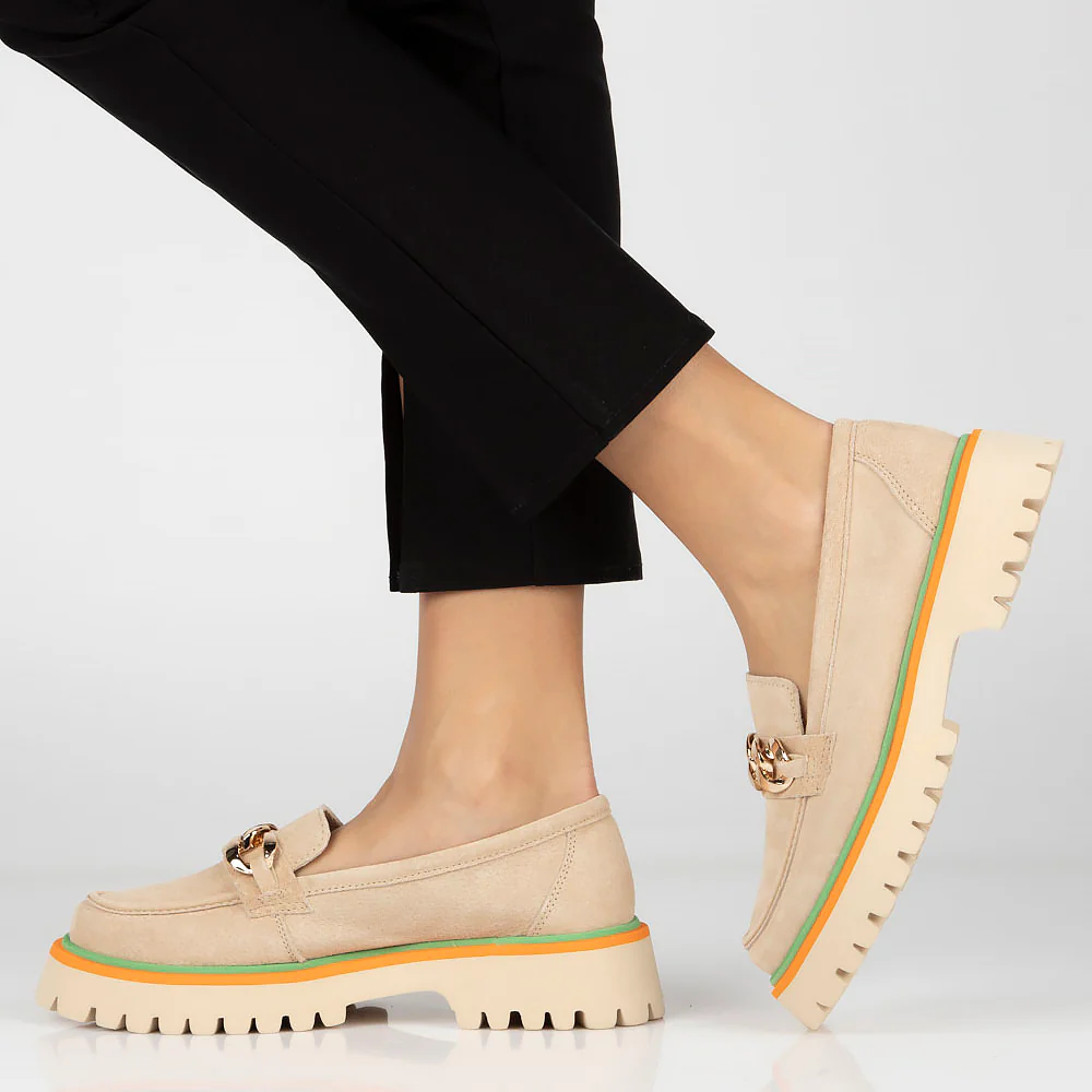 Pantofi dama casual din piele naturala bej 13025 - Image 8