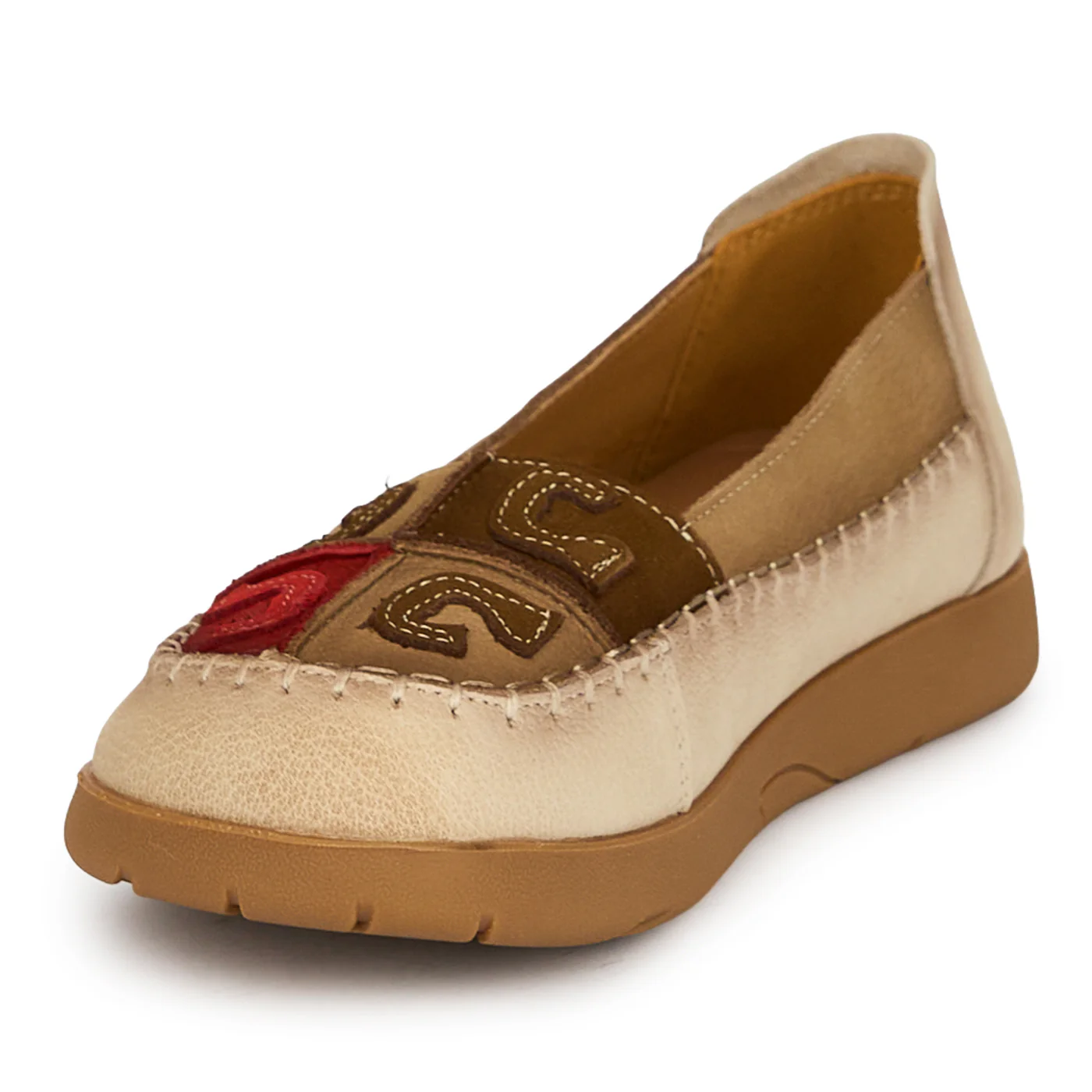 Pantofi dama din piele naturala bej 19346 - Image 3