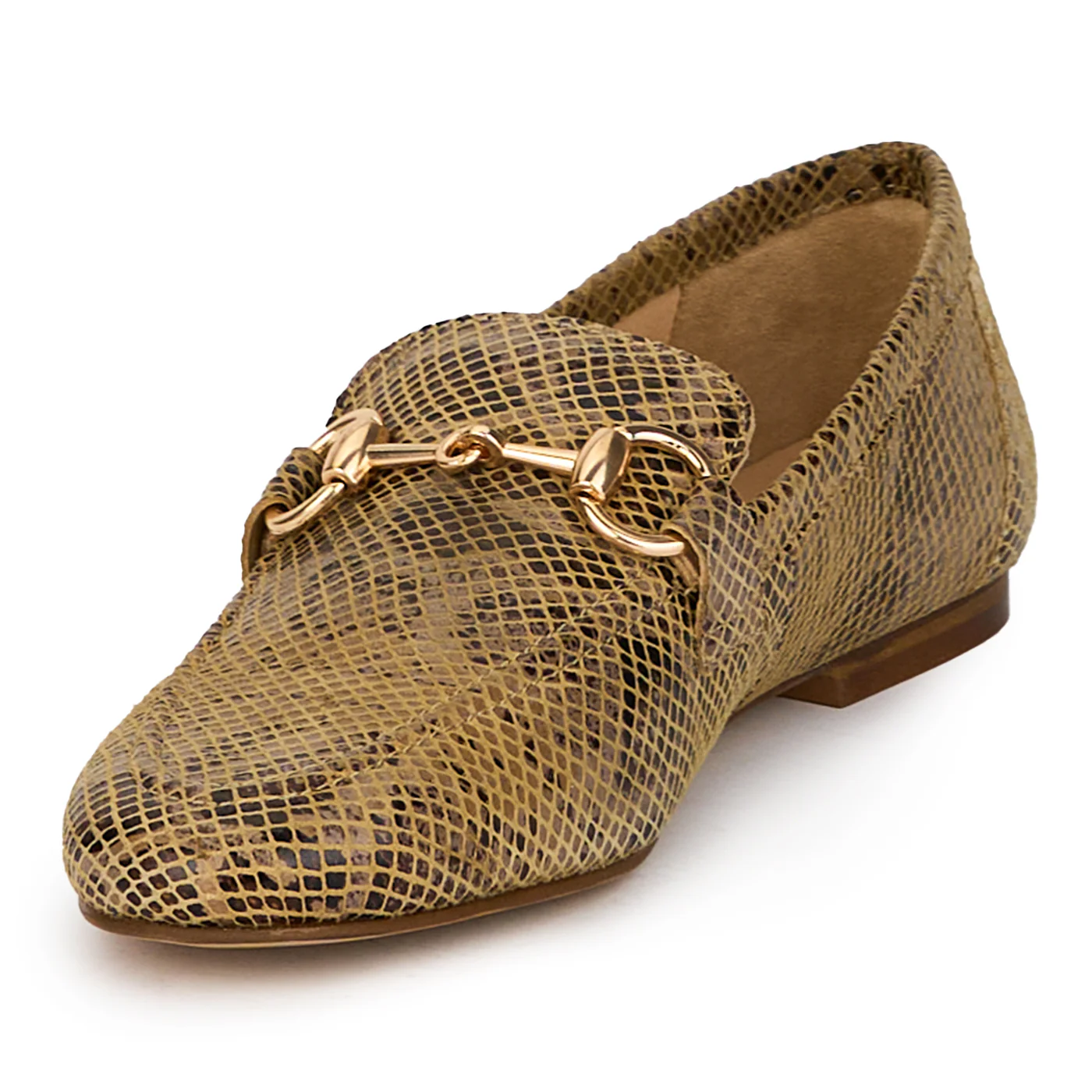 Pantofi dama din piele naturala bej cu accesoriu metalic 18029 - Image 3