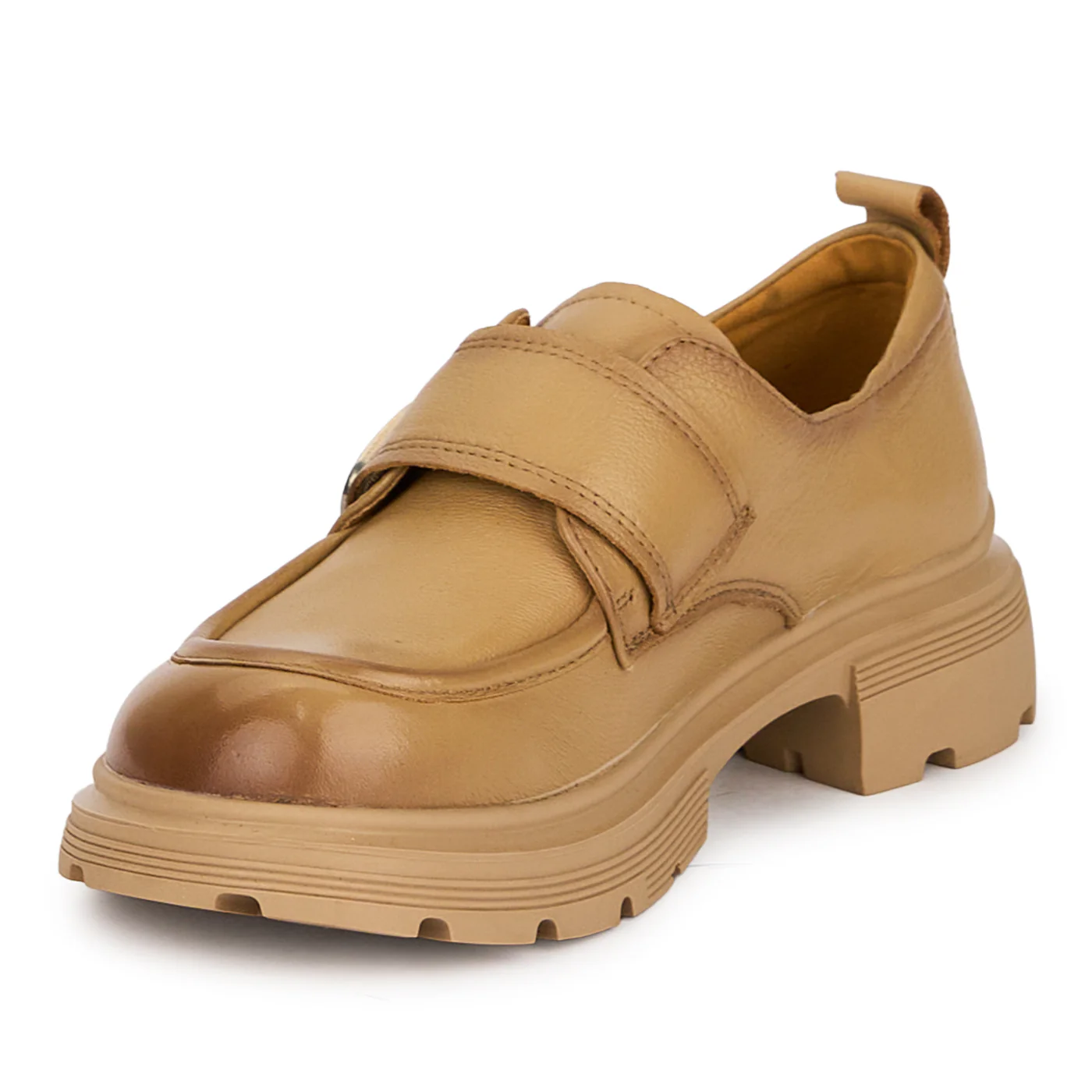 Pantofi dama din piele naturala bej cu accesoriu metalic 18711 - Image 3