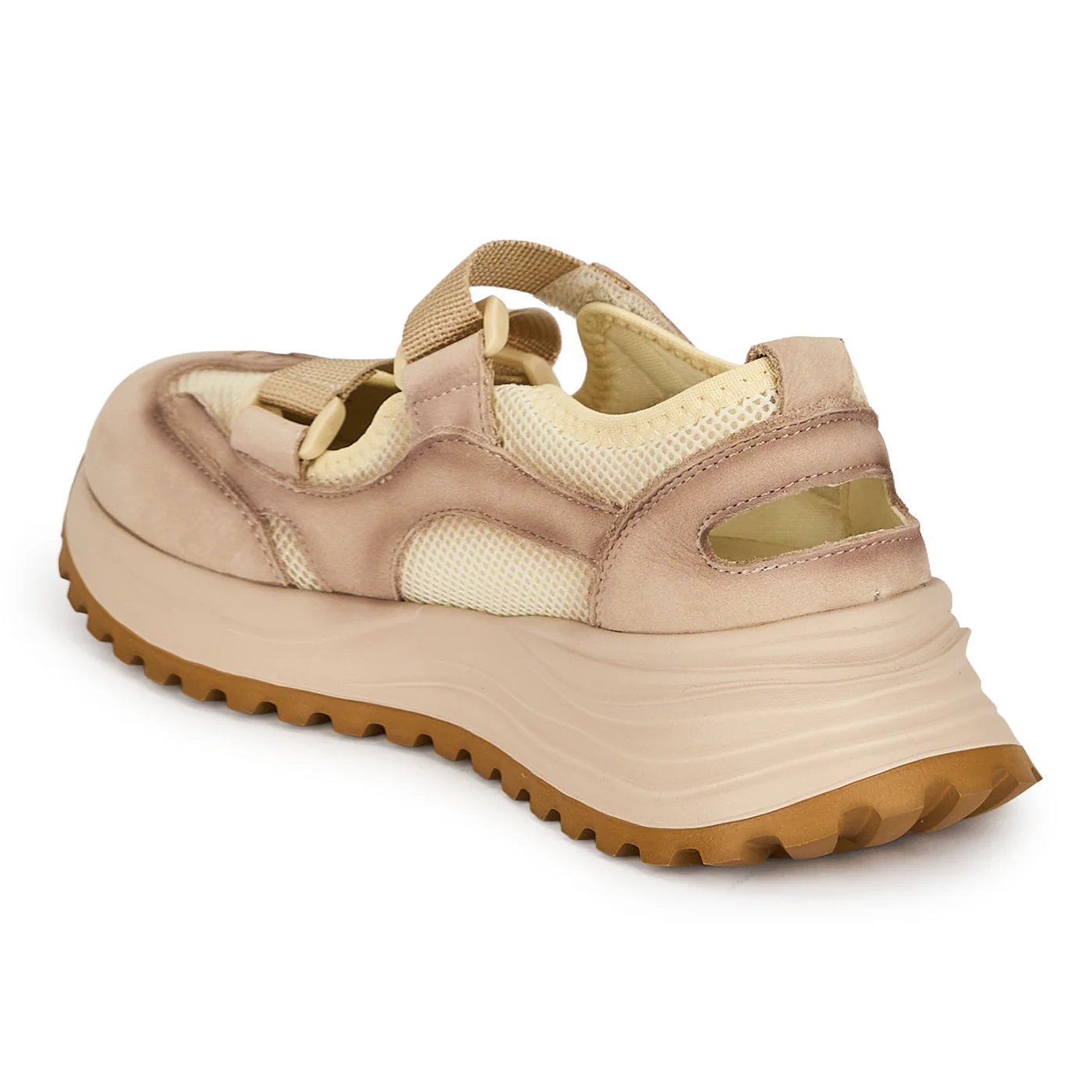 Pantofi dama din piele naturala bej cu plasa 19292 - Image 2
