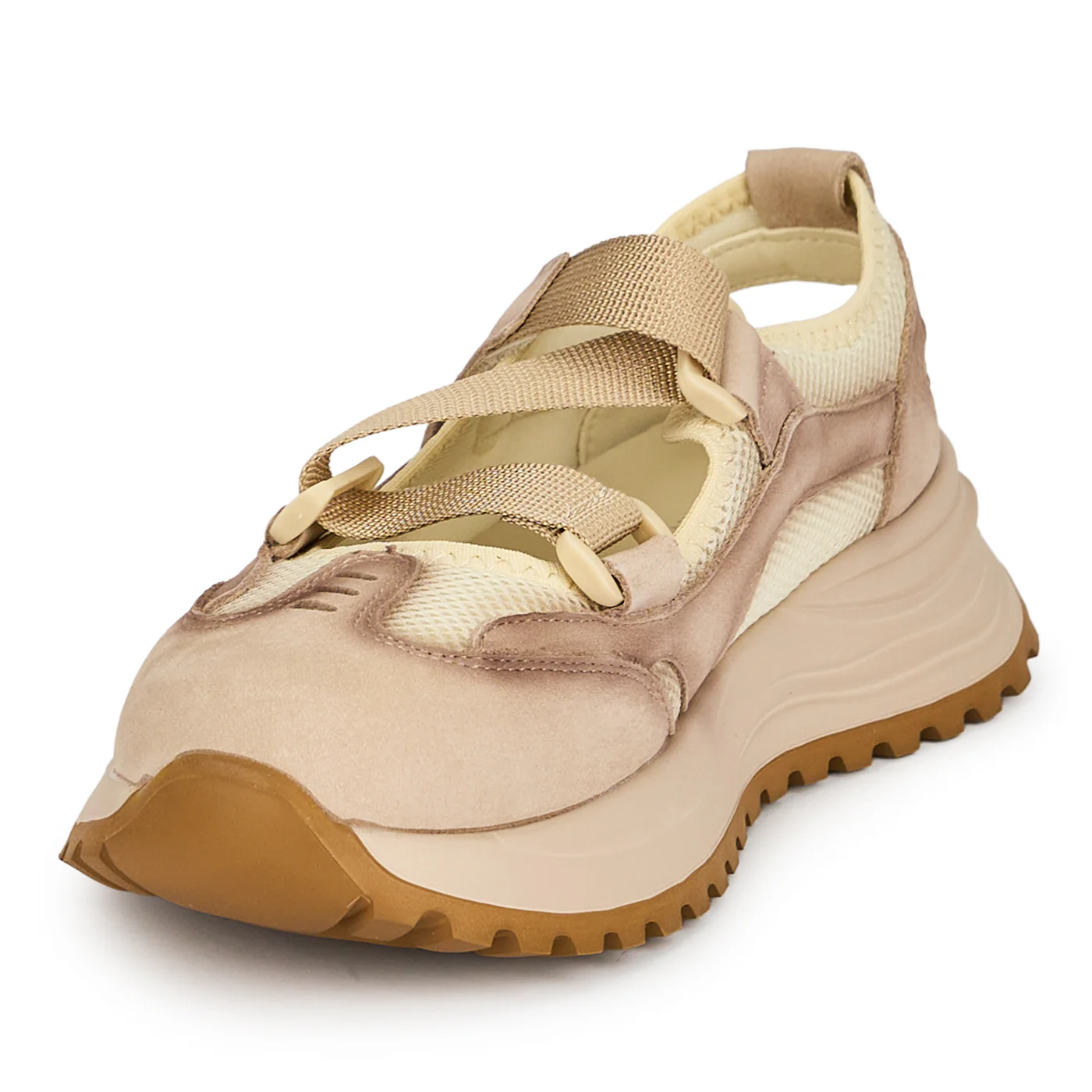 Pantofi dama din piele naturala bej cu plasa 19292 - Image 3