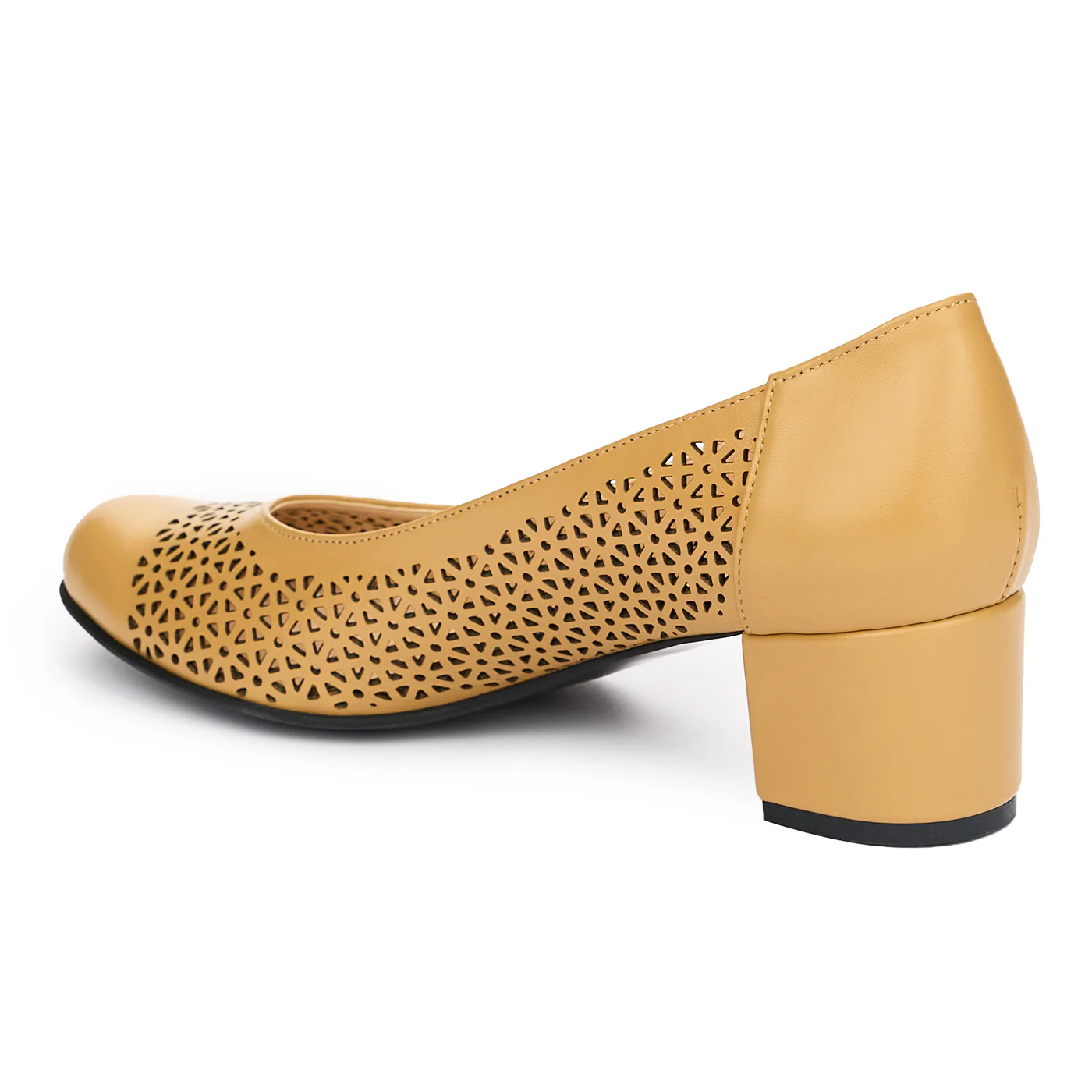 Pantofi dama din piele naturala bej cu toc de 5cm 13095 - Image 2