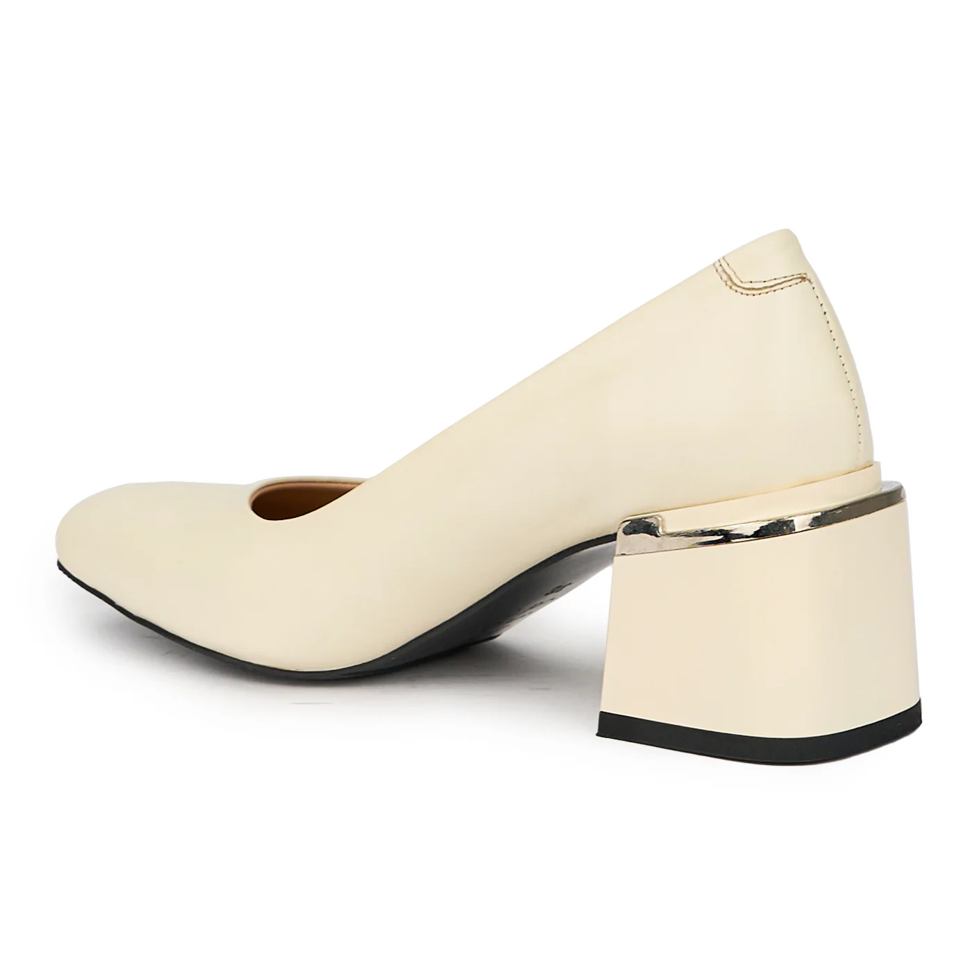 Pantofi dama din piele naturala bej cu toc gros 6.5 cm 15652 - Image 2