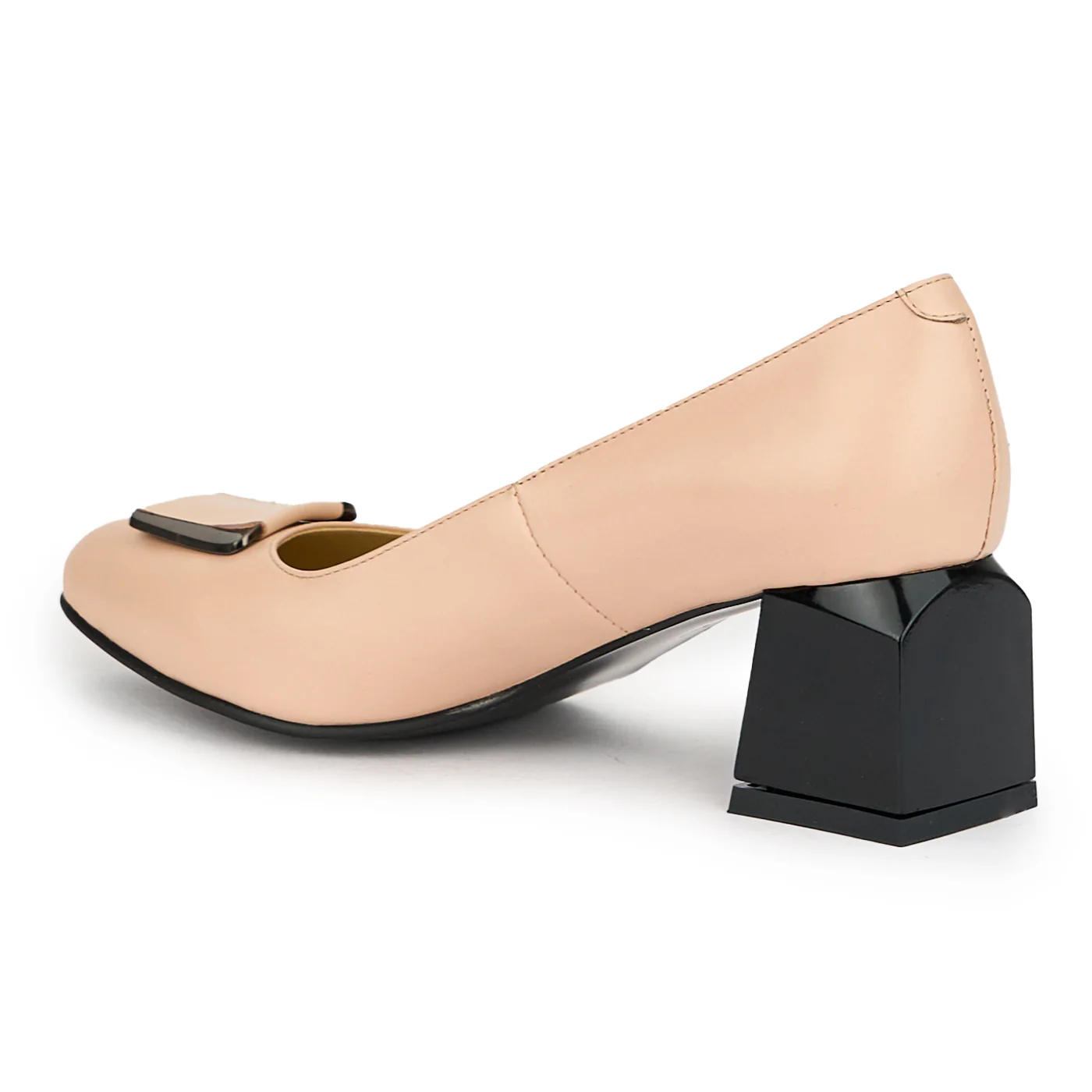 Pantofi dama din piele naturala bej cu toc gros 6 cm 14998 - Image 2