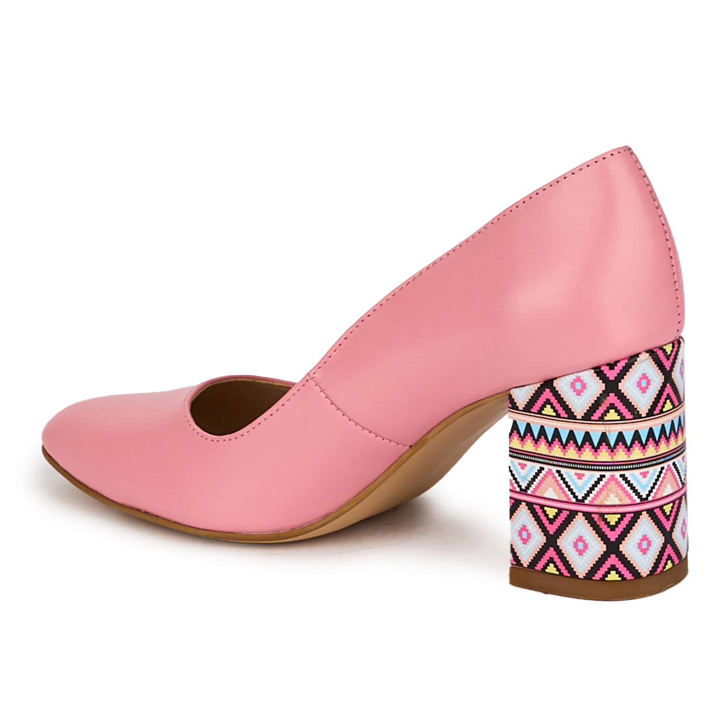 Pantofi dama din piele naturala bej cu toc gros 7.5 cm 18328 - Image 2