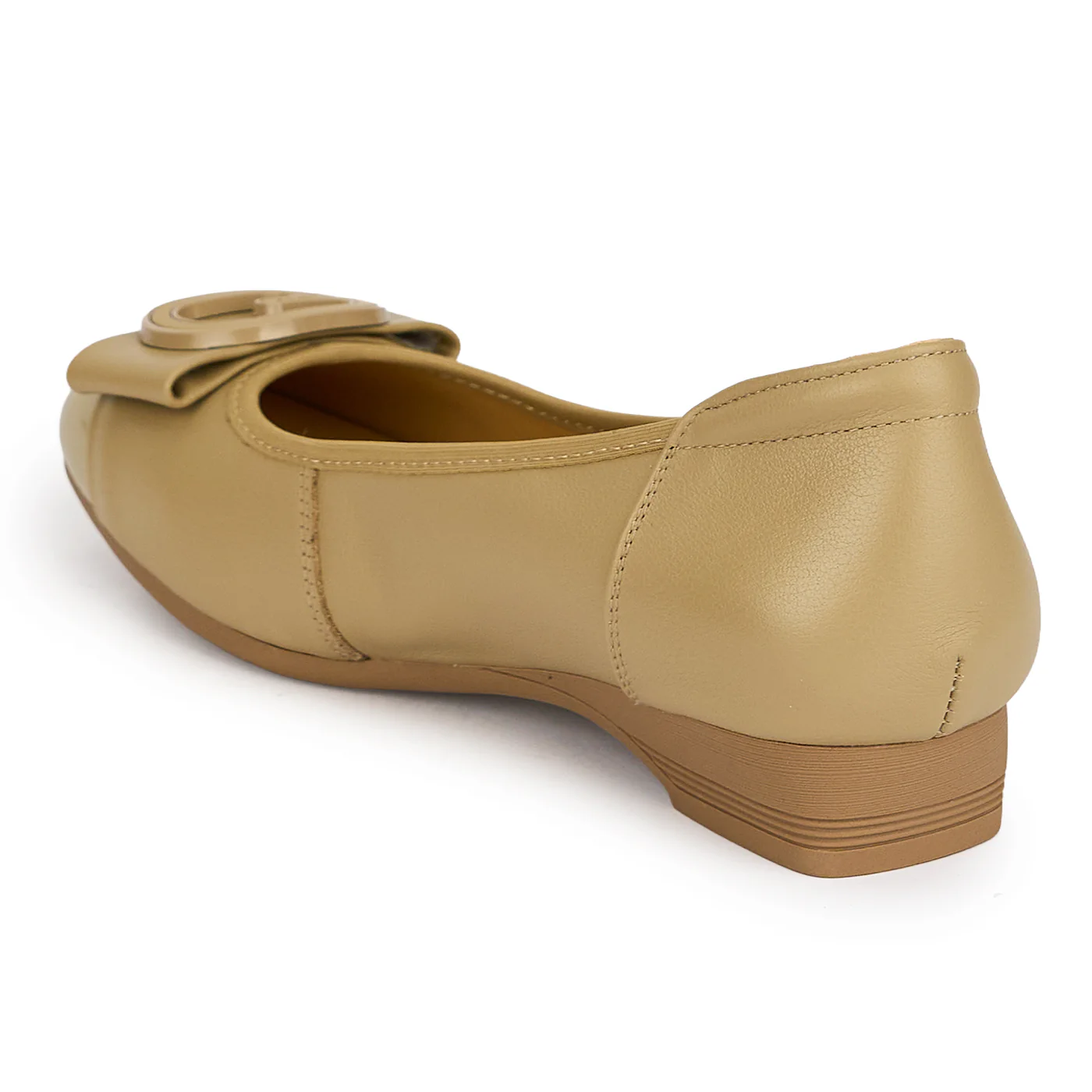 Pantofi dama din piele naturala bej cu toc mic 2.5 cm 19584 - Image 2