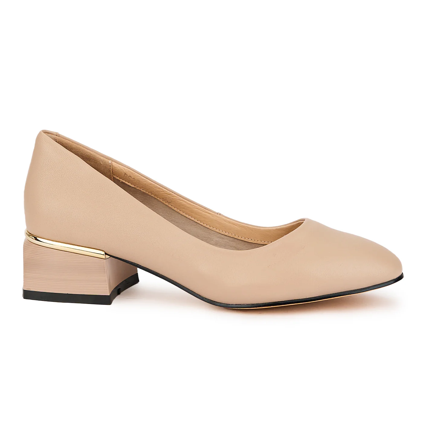 Pantofi dama din piele naturala bej cu toc mic 4 cm 16090