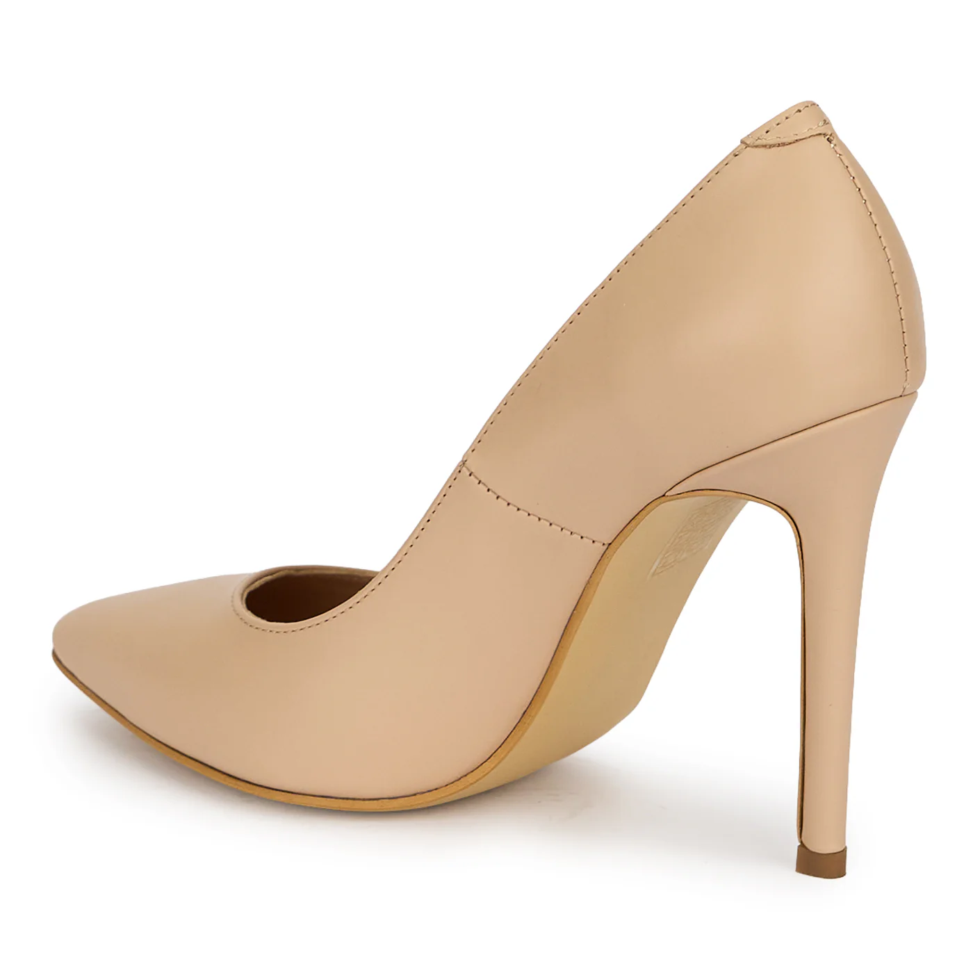Pantofi dama din piele naturala bej cu toc subtire 10 cm 19193 - Image 2