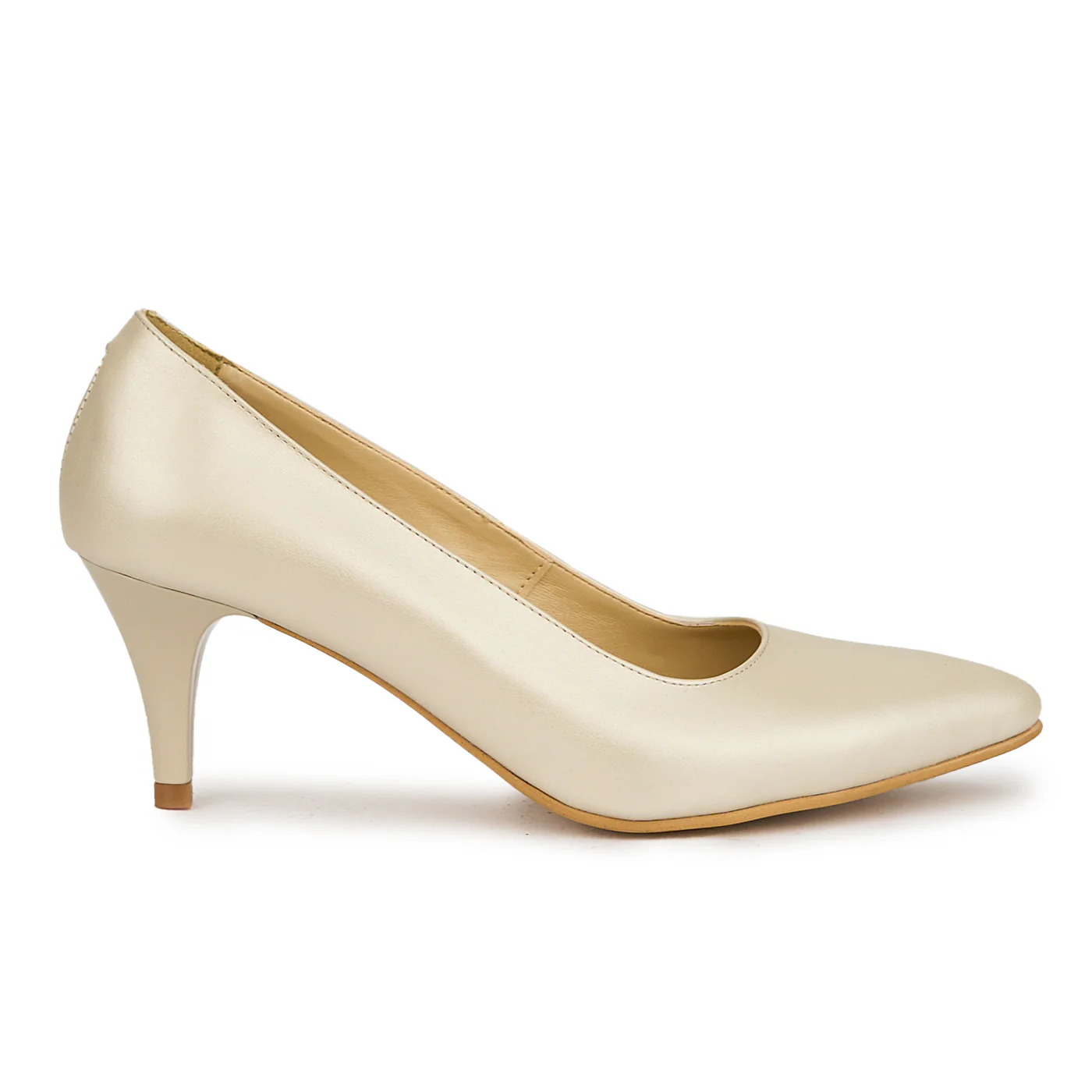 Pantofi dama din piele naturala bej cu toc subtire 7 cm 15065
