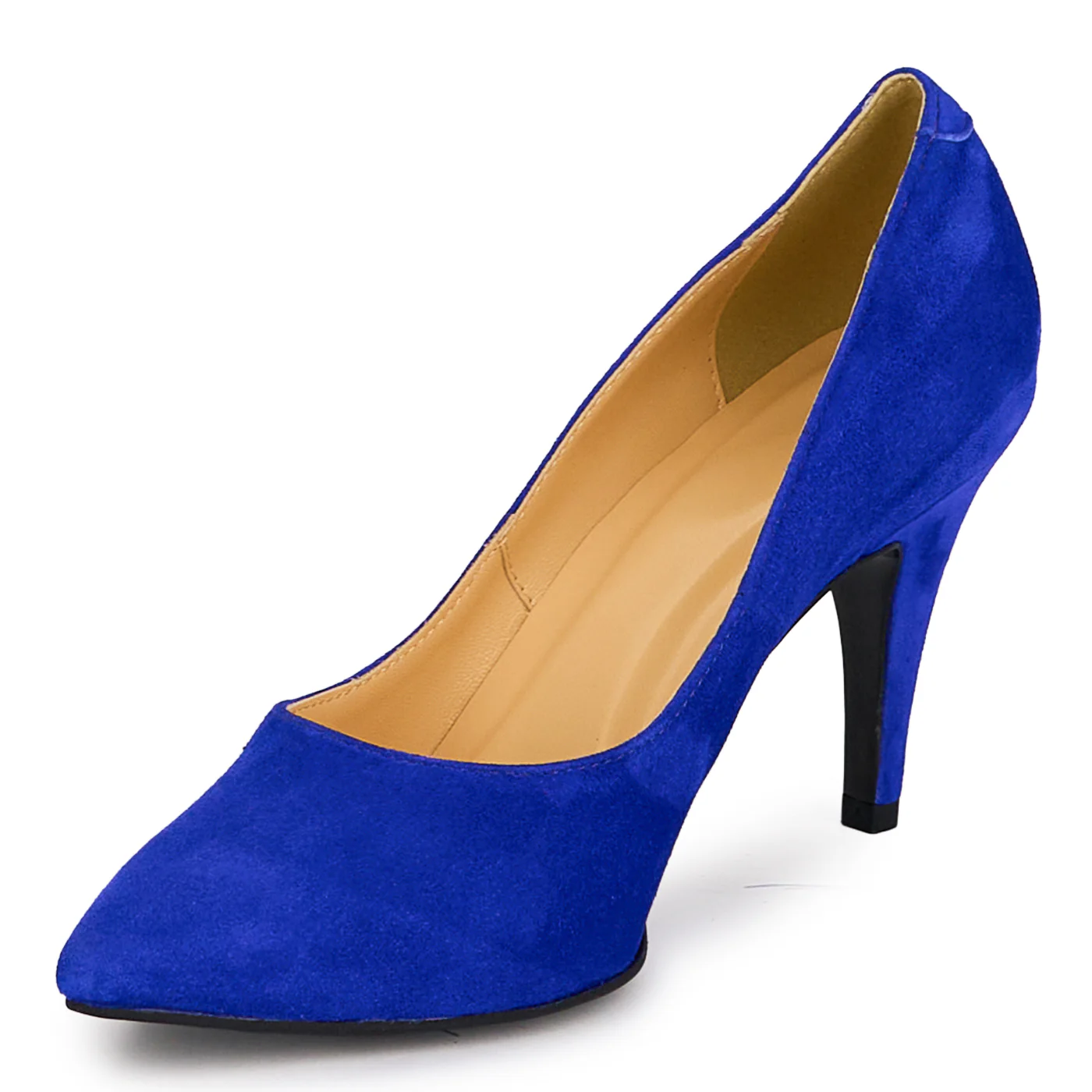 Pantofi dama din piele naturala albastra cu toc subtire 8.5 cm 18701 - Image 3