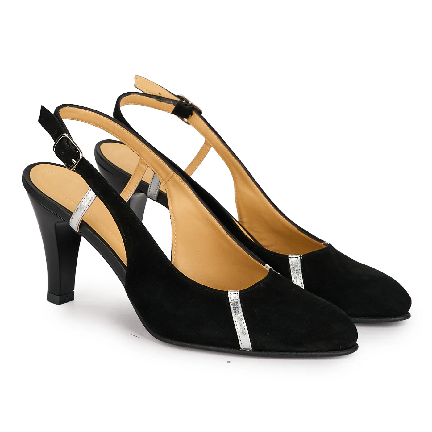 Pantofi dama din piele naturala neagra cu toc subtire 8 cm 18702 - Image 4