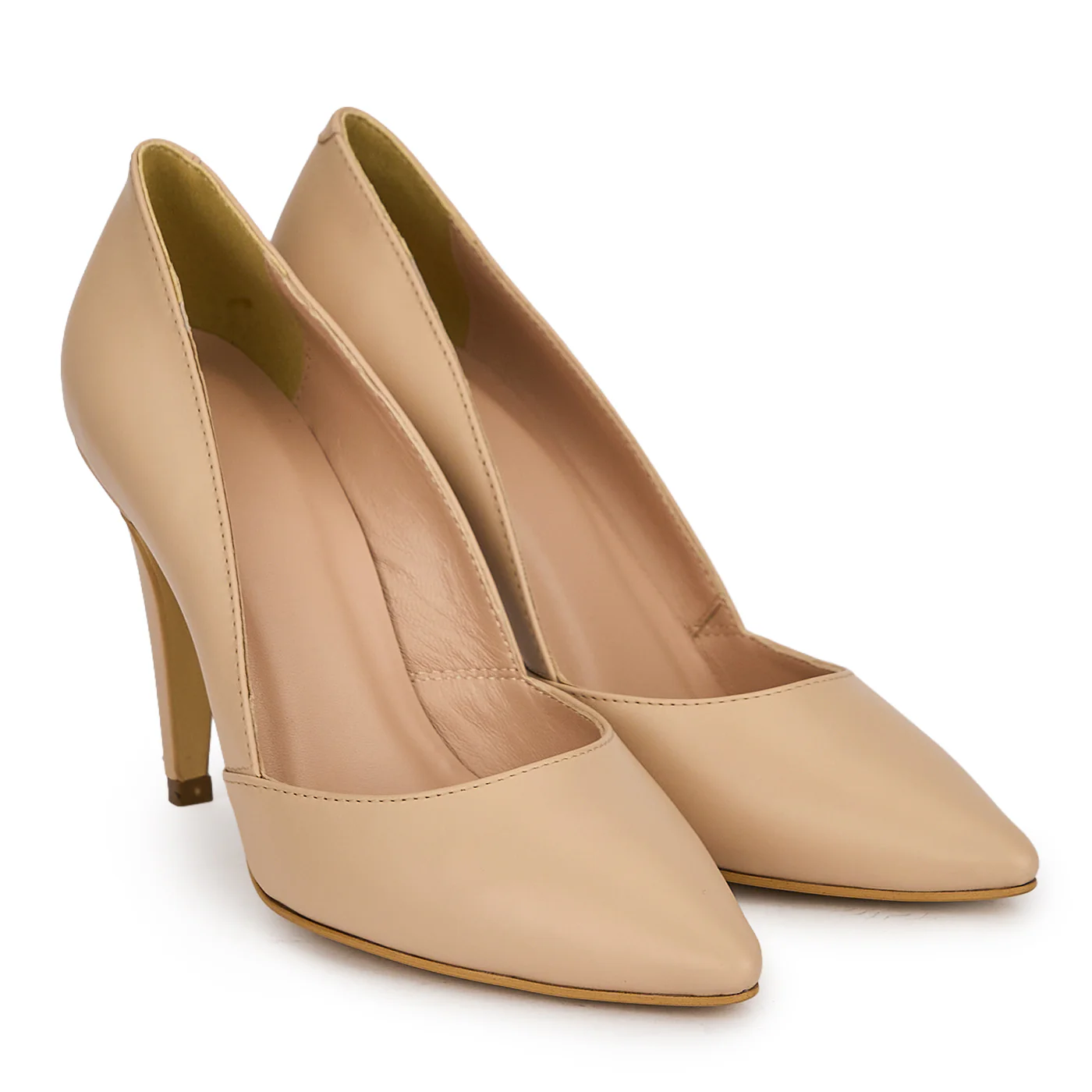 Pantofi damă din piele naturală bej cu toc subtire 9.5 cm 19635 - Image 4