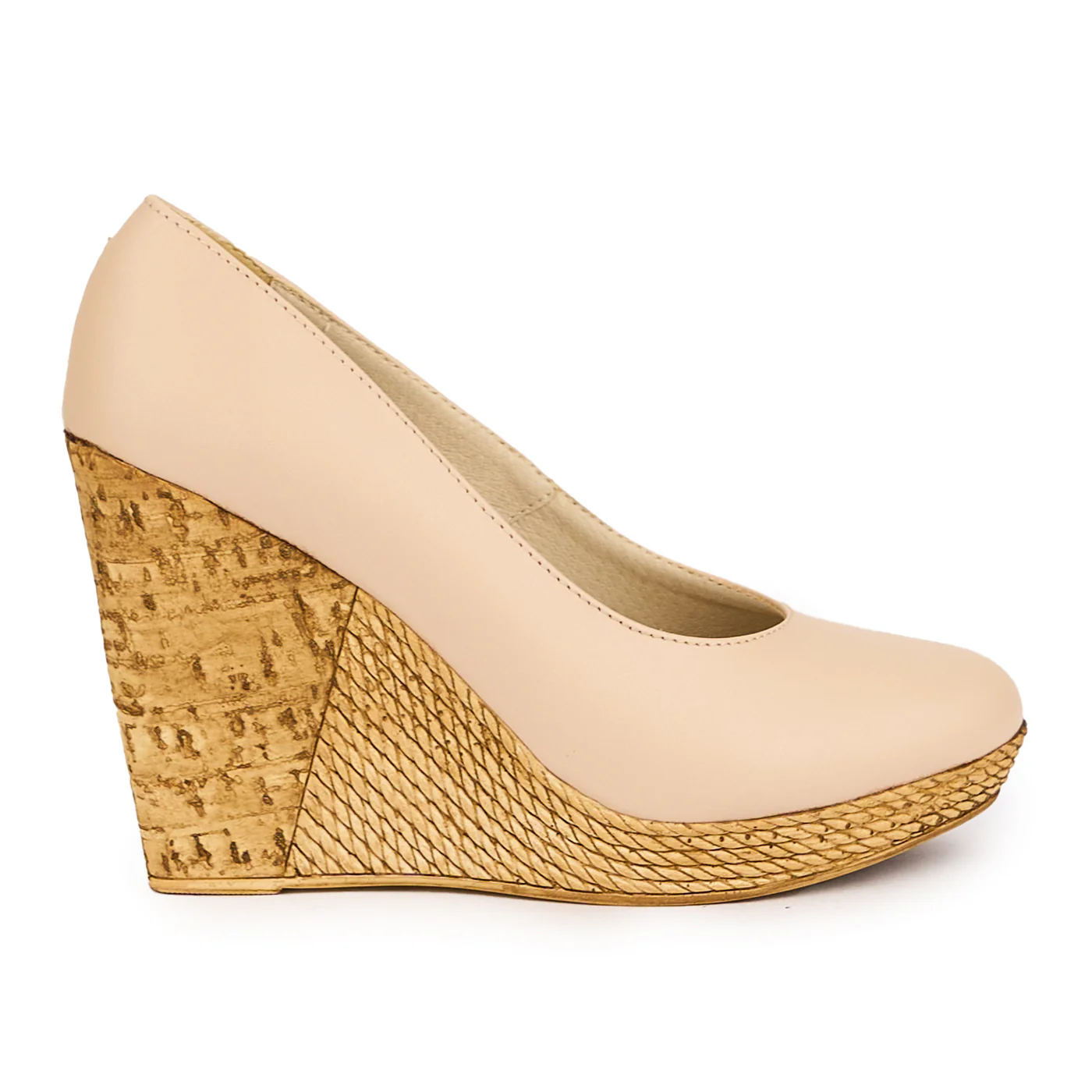 Pantofi dama din piele naturala bej-fard cu platforma 10.5 cm 16479