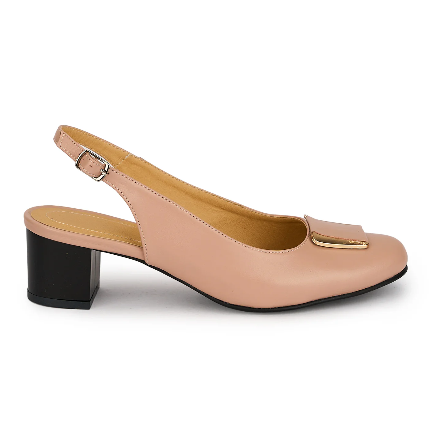 Pantofi dama din piele naturala bej taupe cu toc gros 5 cm 19696