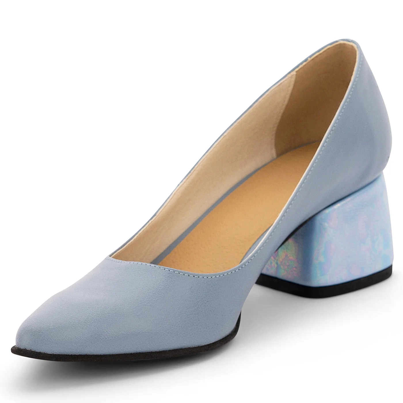 Pantofi dama din piele naturala bleu 14091 - Image 3
