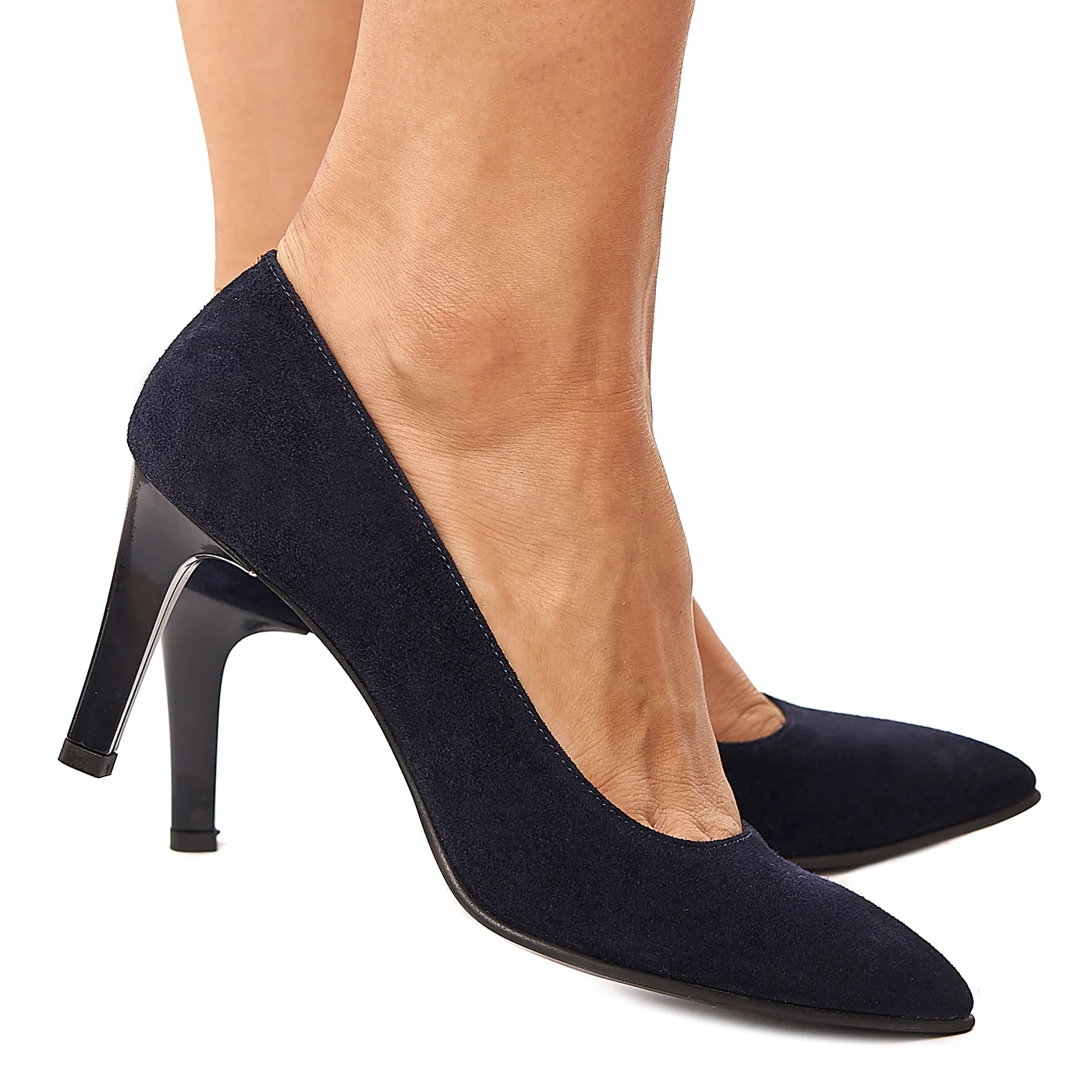 Pantofi dama din piele naturala bleumarin 4205