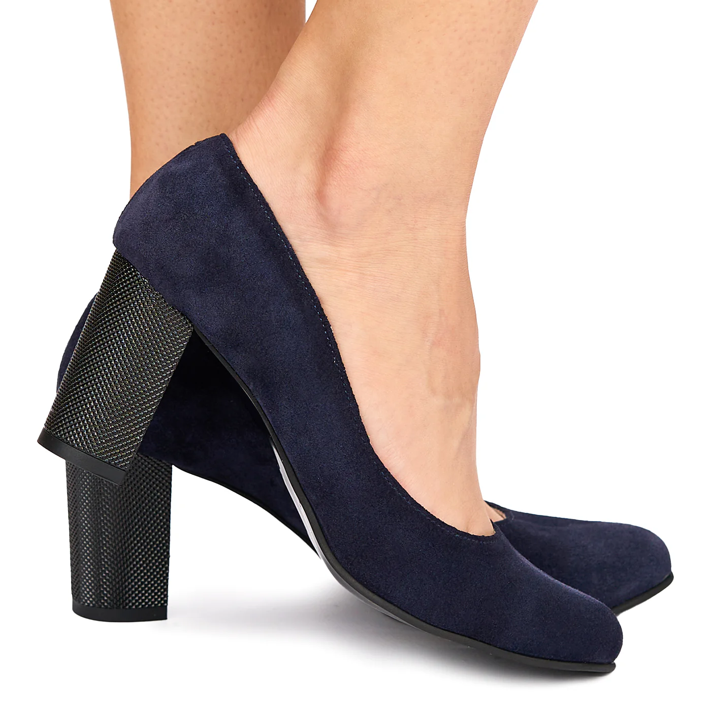 Pantofi dama din piele naturala bleumarin 9002