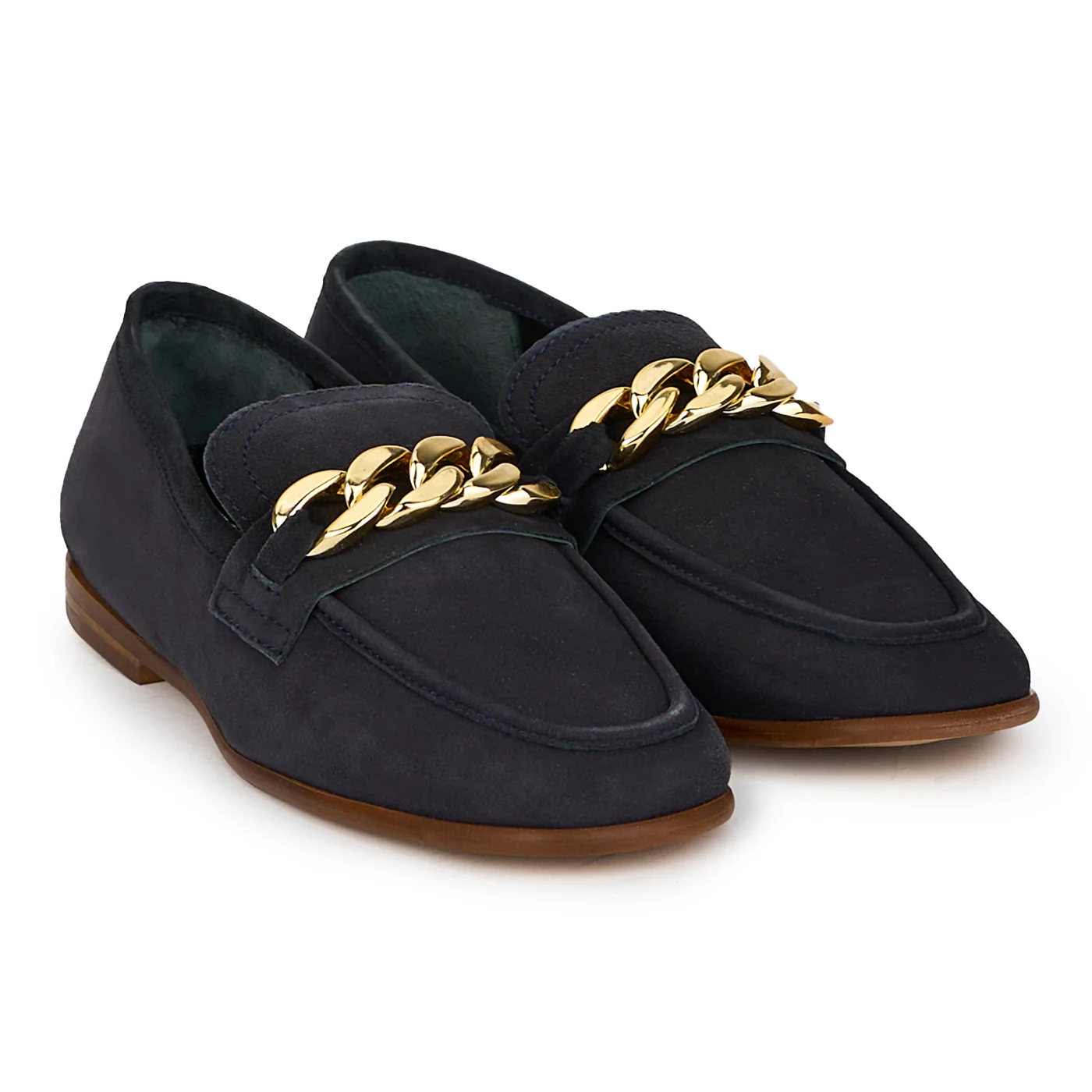 Pantofi dama din piele naturala bleumarin cu accesoriu metalic 18028 - Image 4