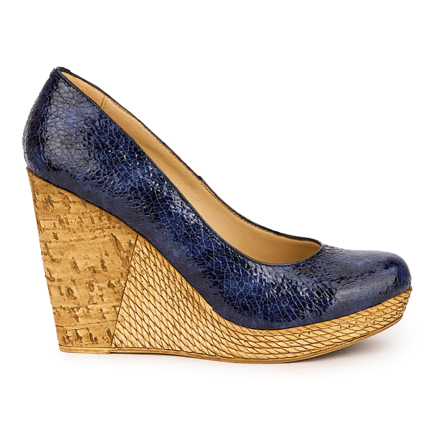 Pantofi dama din piele naturala bleumarin cu platforma 10.5 cm 16677