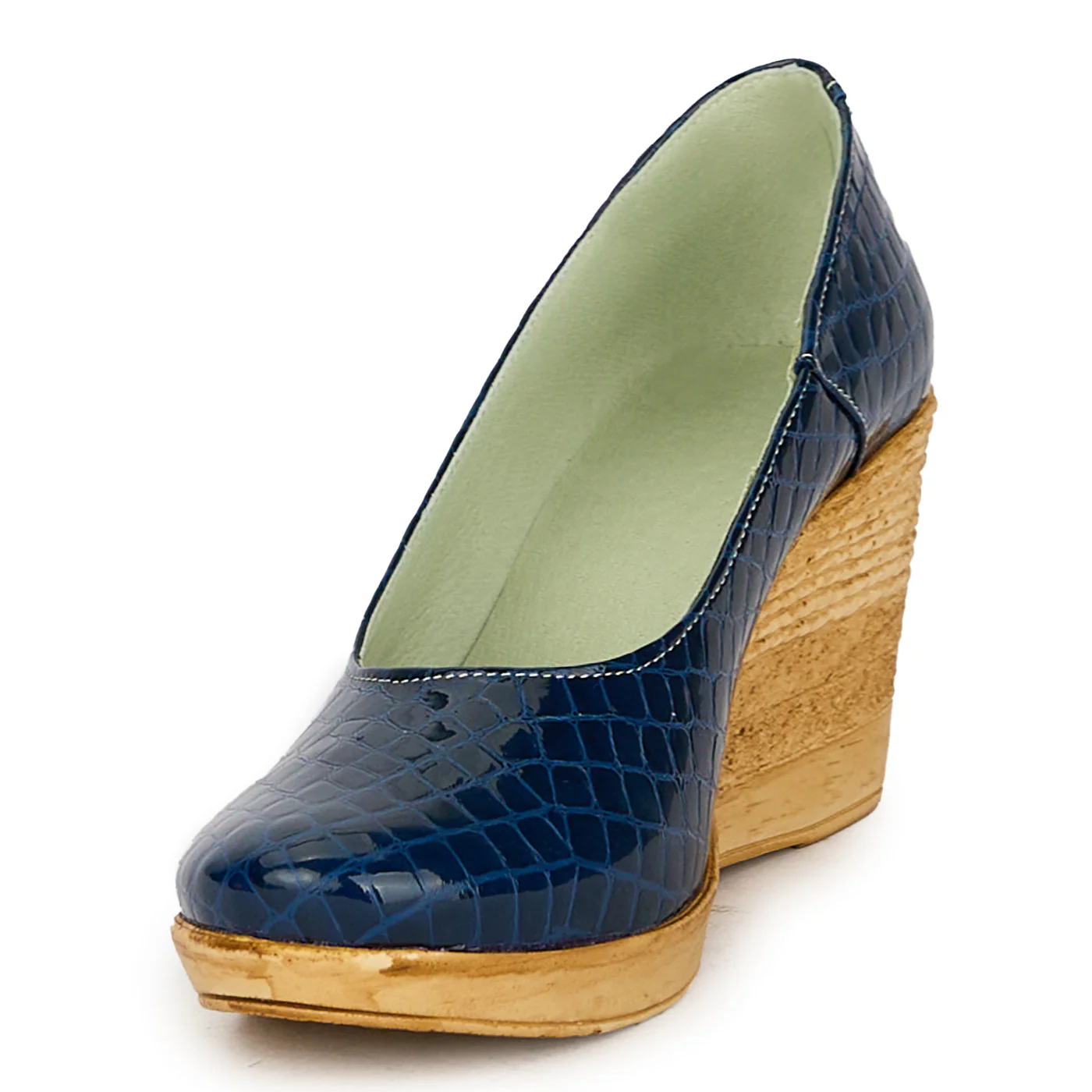 Pantofi dama din piele naturala bleumarin cu platforma 17550 - Image 3
