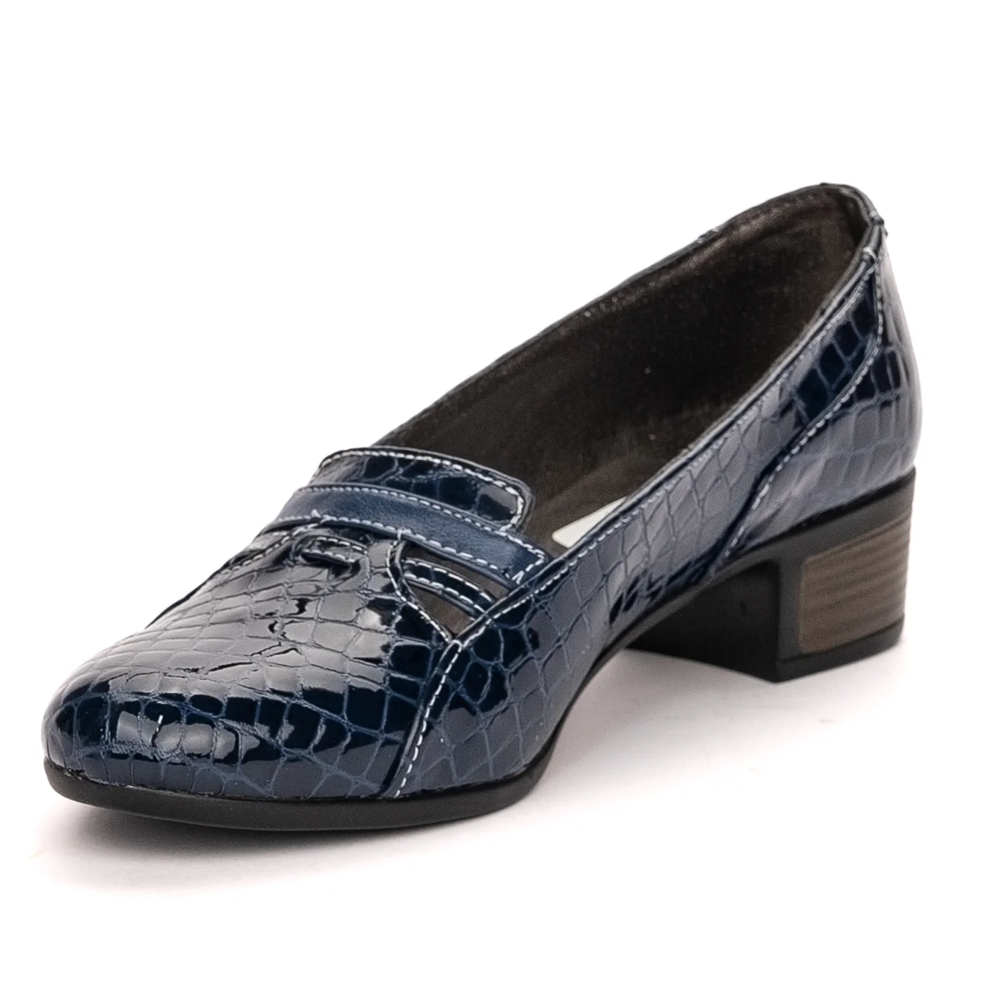Pantofi dama din piele naturala bleumarin cu toc 3.5 cm 13432 - Image 3