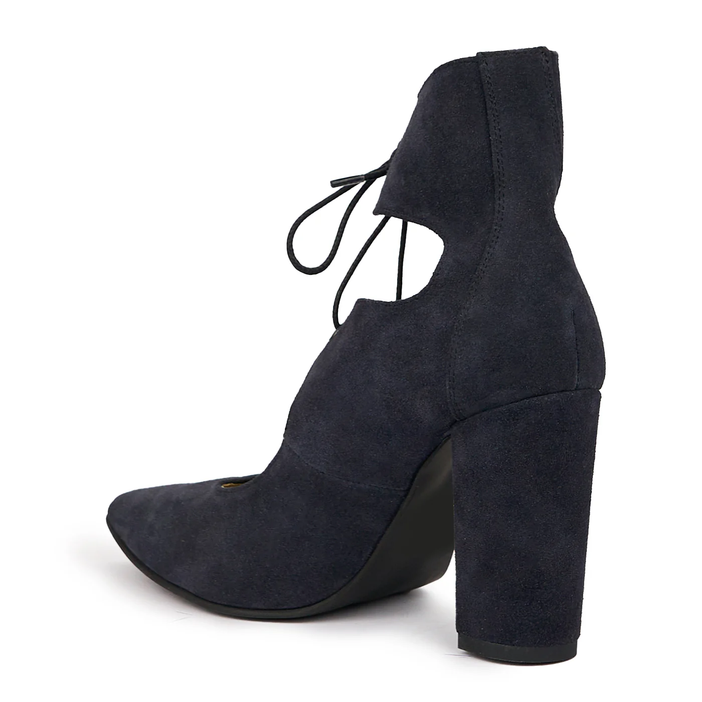 Pantofi dama din piele naturala bleumarin cu toc gros 10 cm 14237 - Image 2